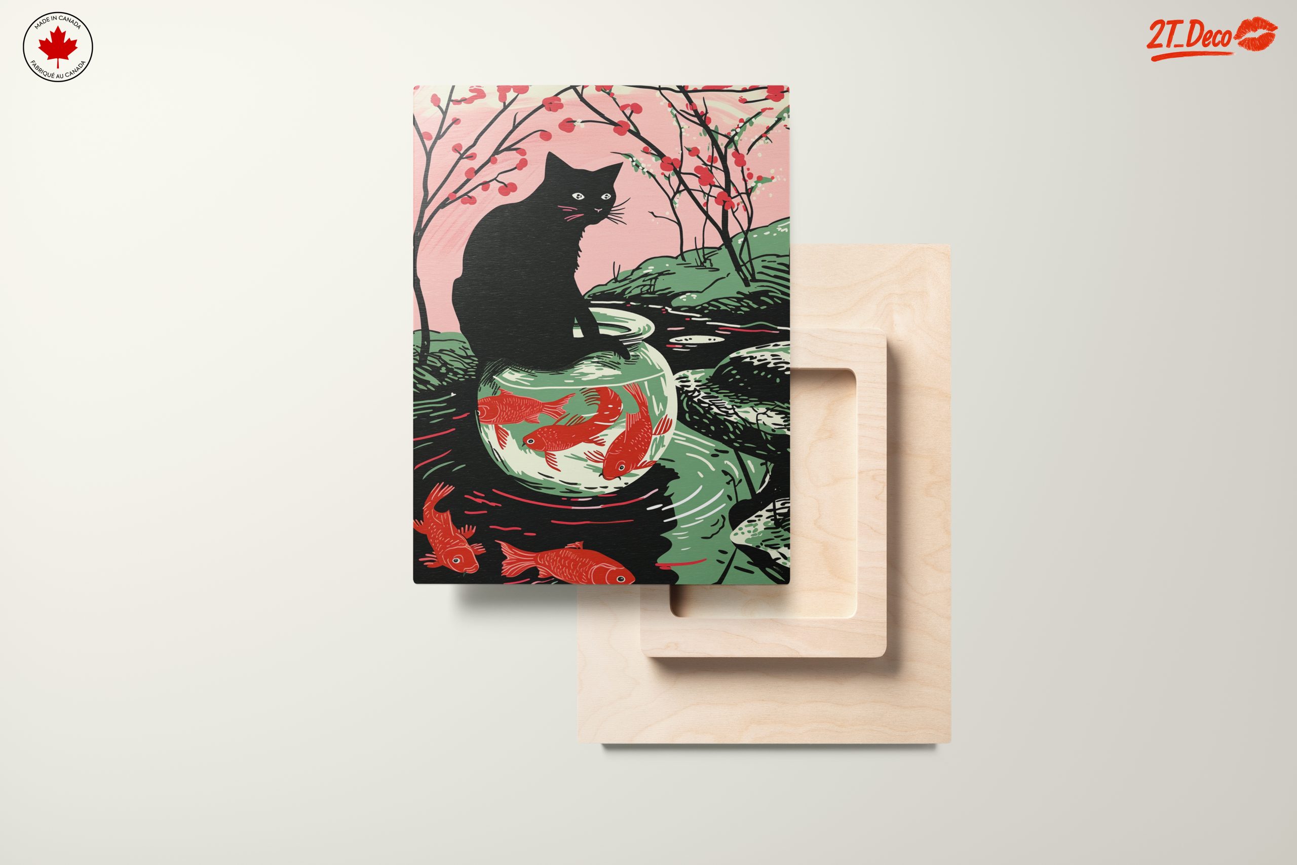 Playful Black Cat and Goldfish Art - Image 11