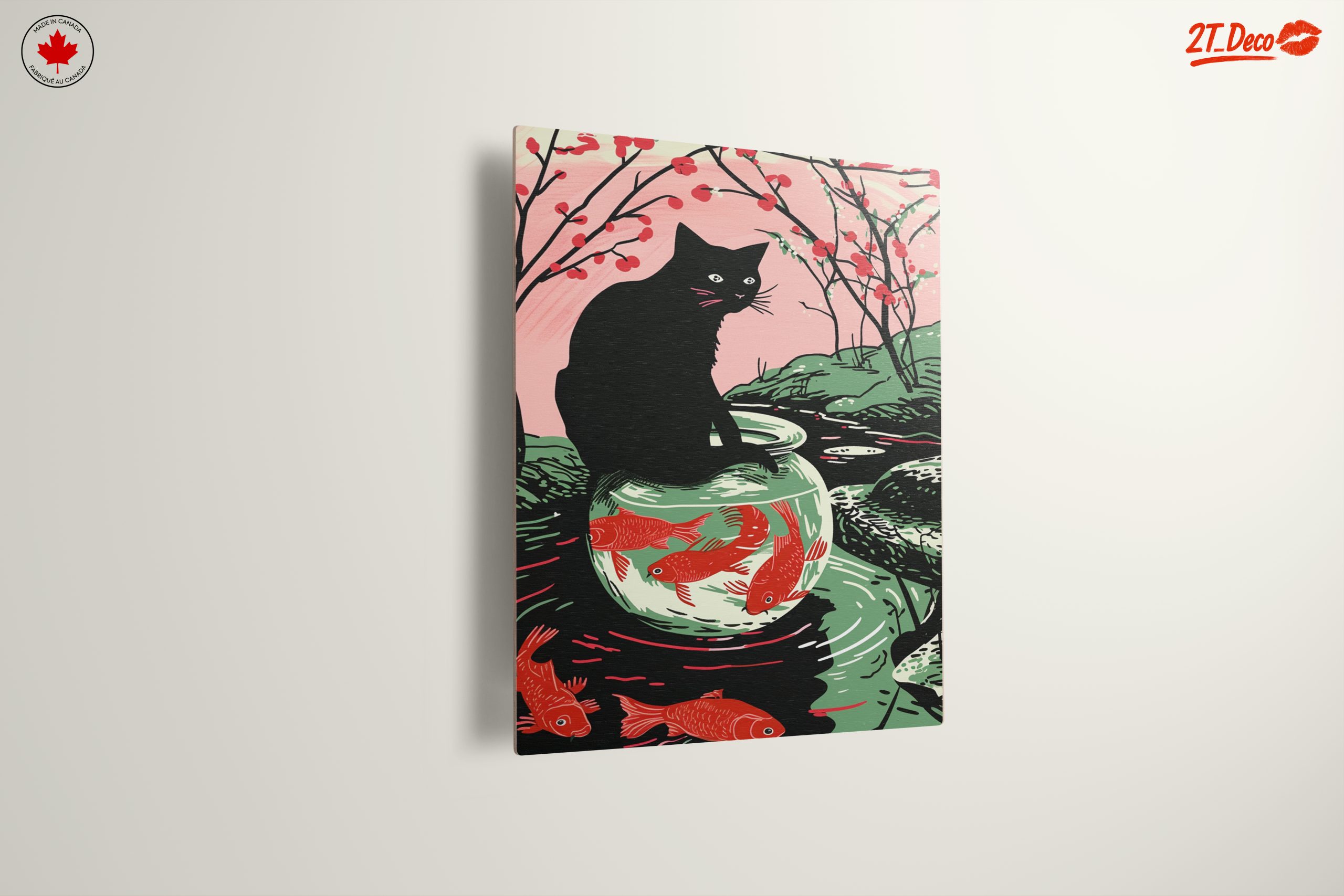 Playful Black Cat and Goldfish Art - Image 13