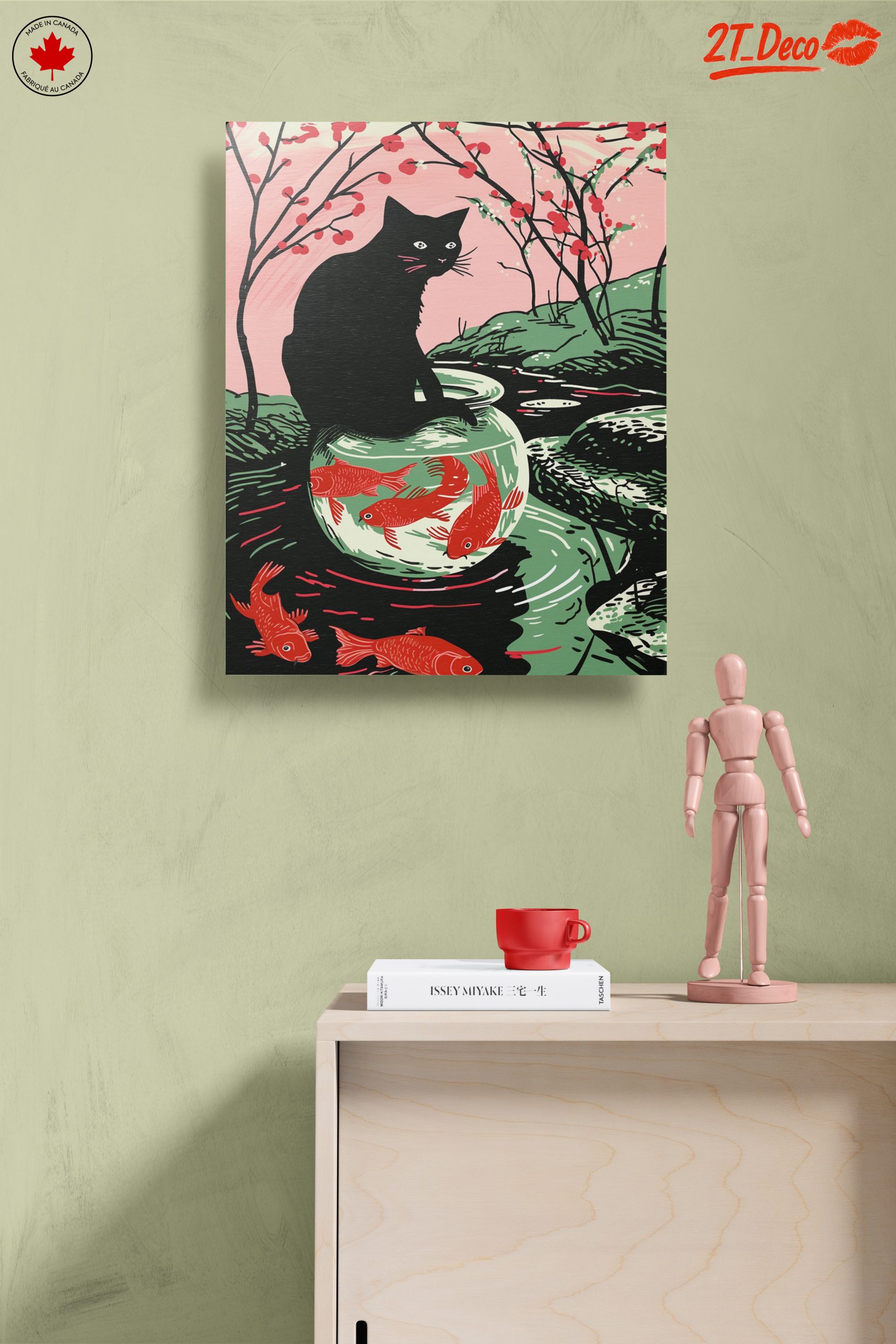 Playful Black Cat and Goldfish Art - Image 14