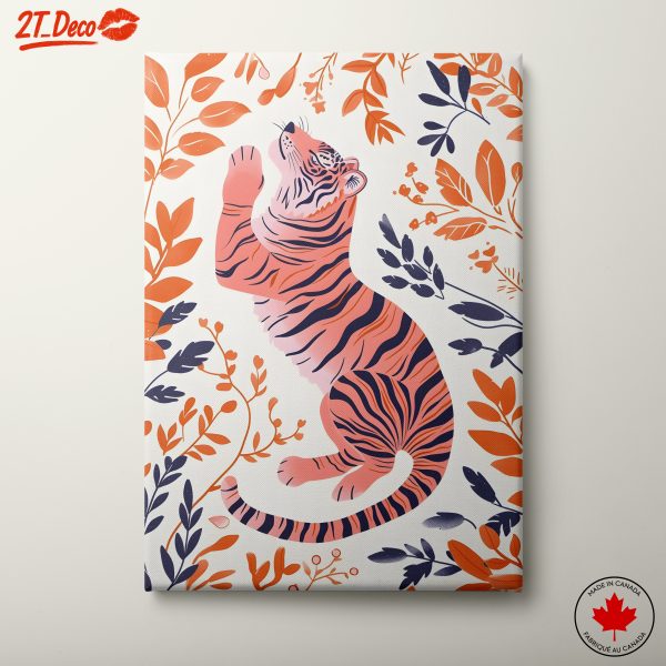 Stylized Tiger Surrounded by Floral Elements 2