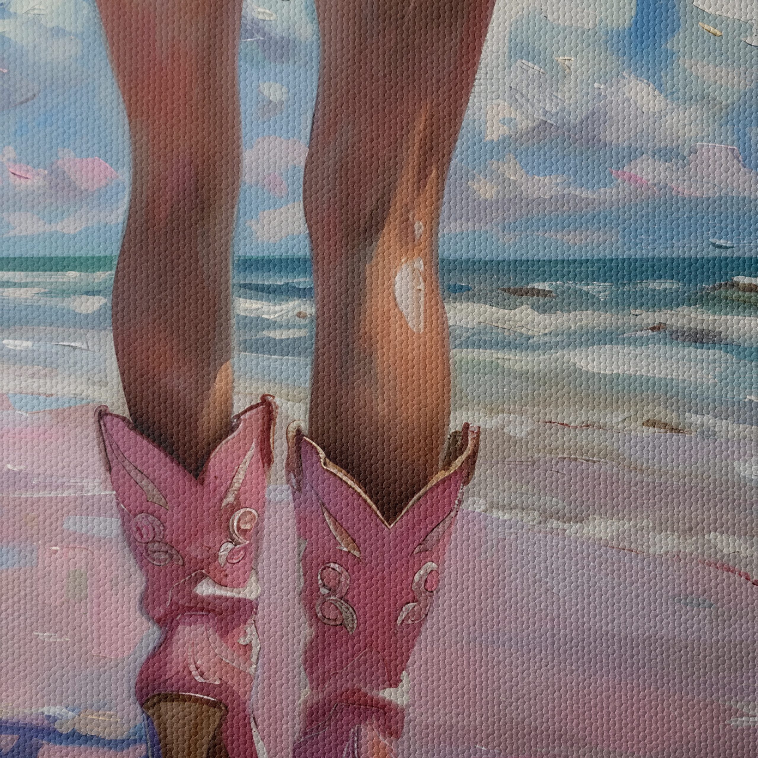 Modern Beach Scene Woman in Pink - Image 4
