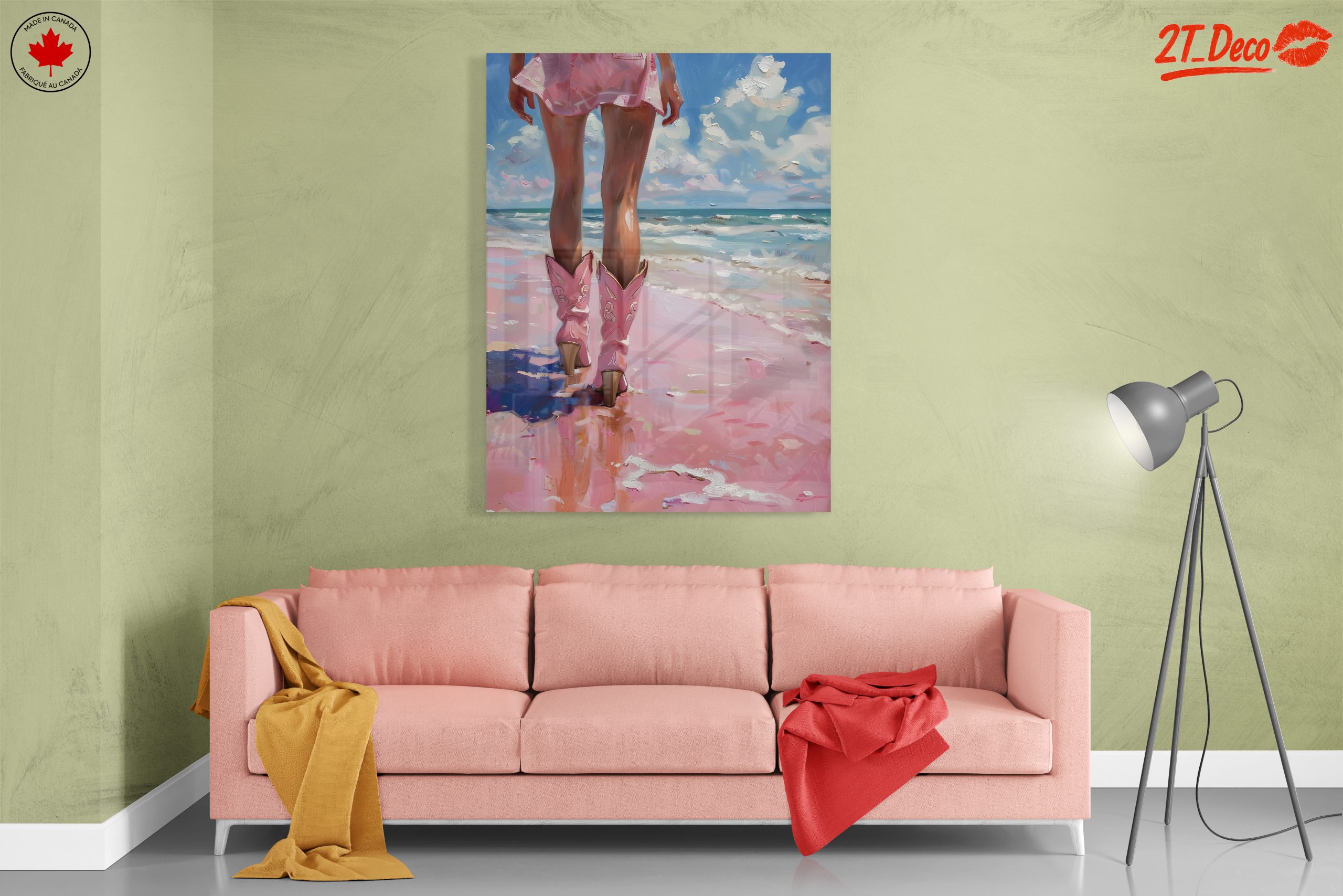 Modern Beach Scene Woman in Pink - Image 7
