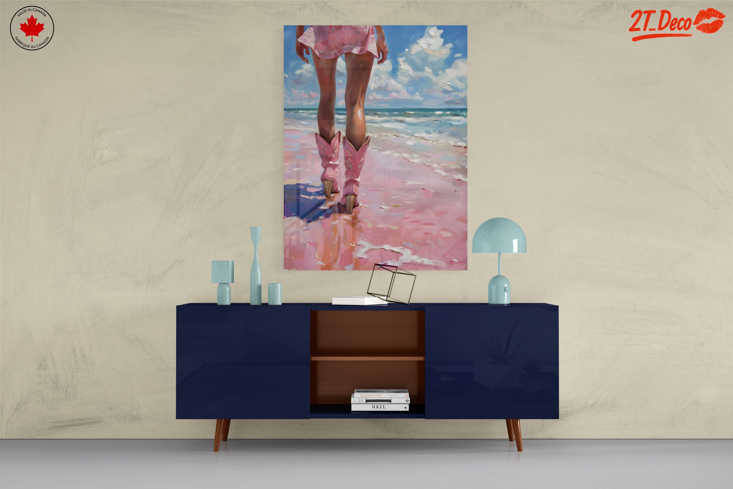 Modern Beach Scene Woman in Pink - Image 8