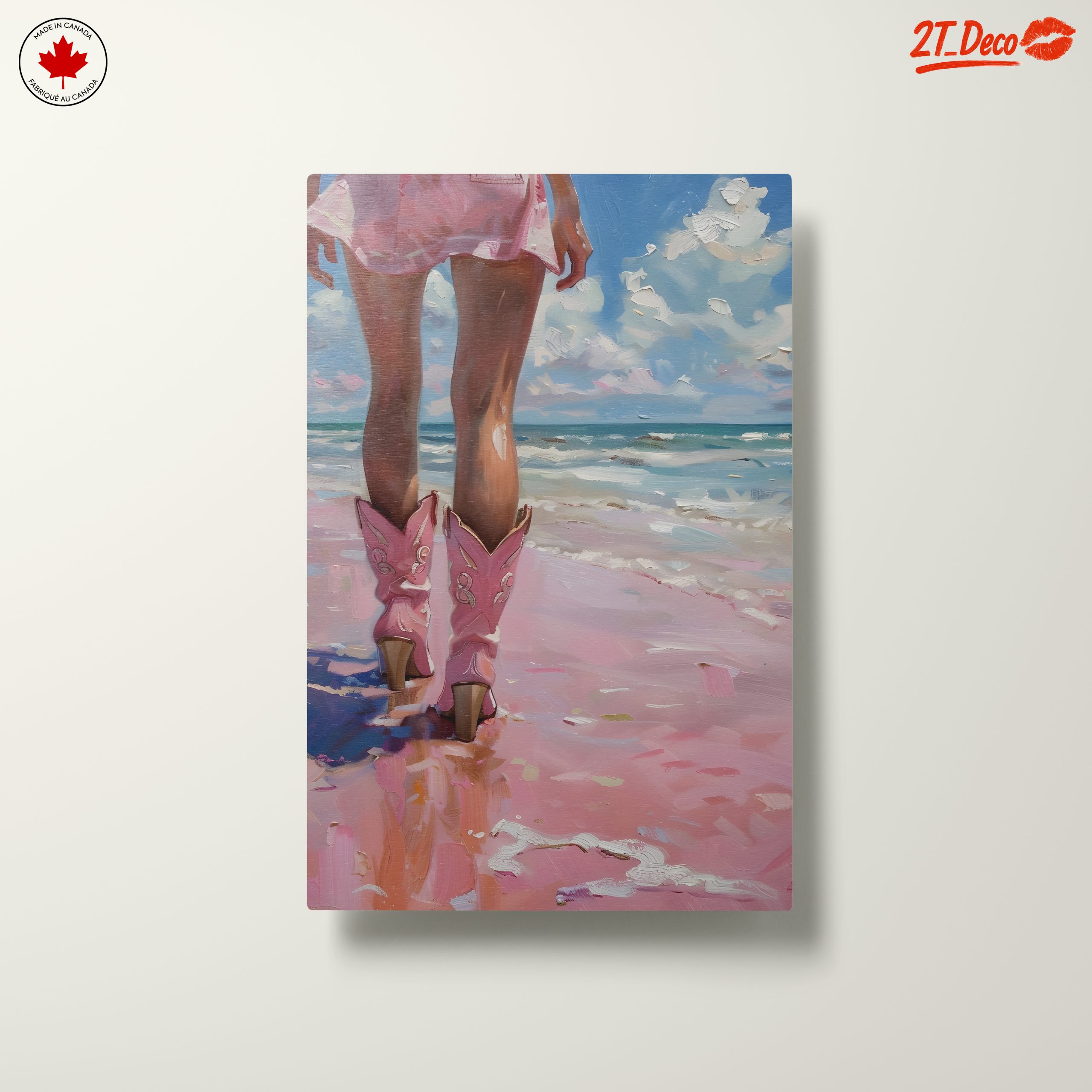 Modern Beach Scene Woman in Pink - Image 10