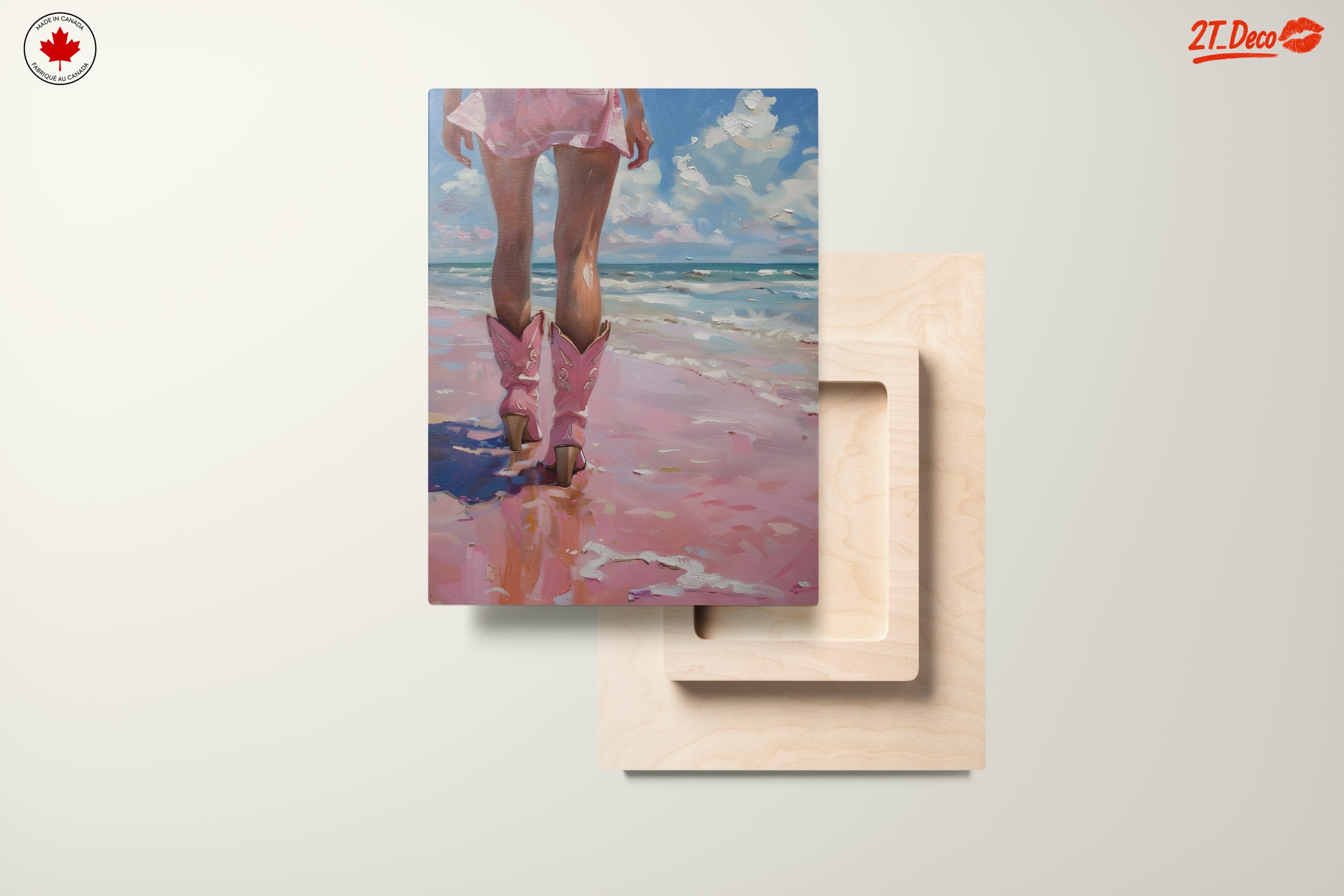 Modern Beach Scene Woman in Pink - Image 11