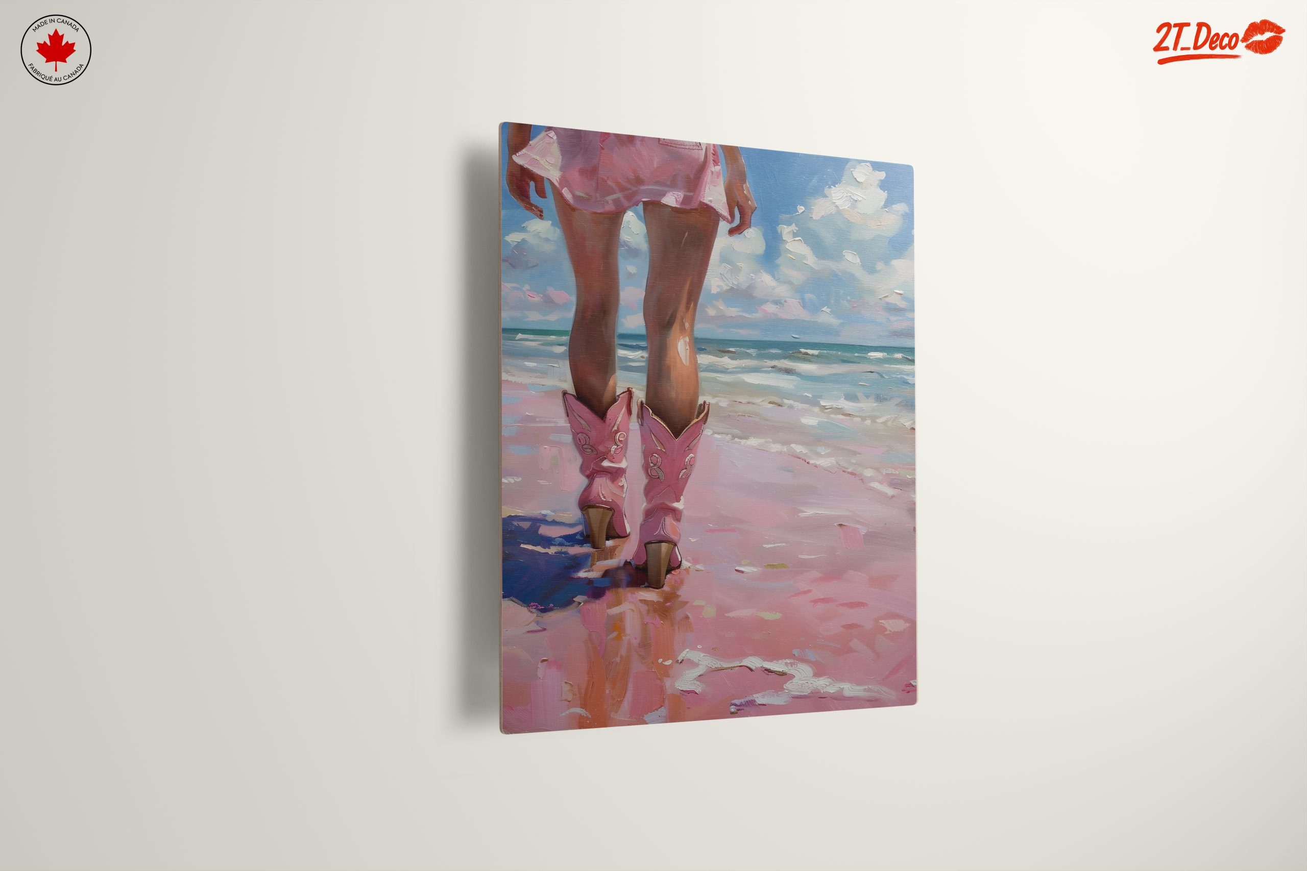 Modern Beach Scene Woman in Pink - Image 13