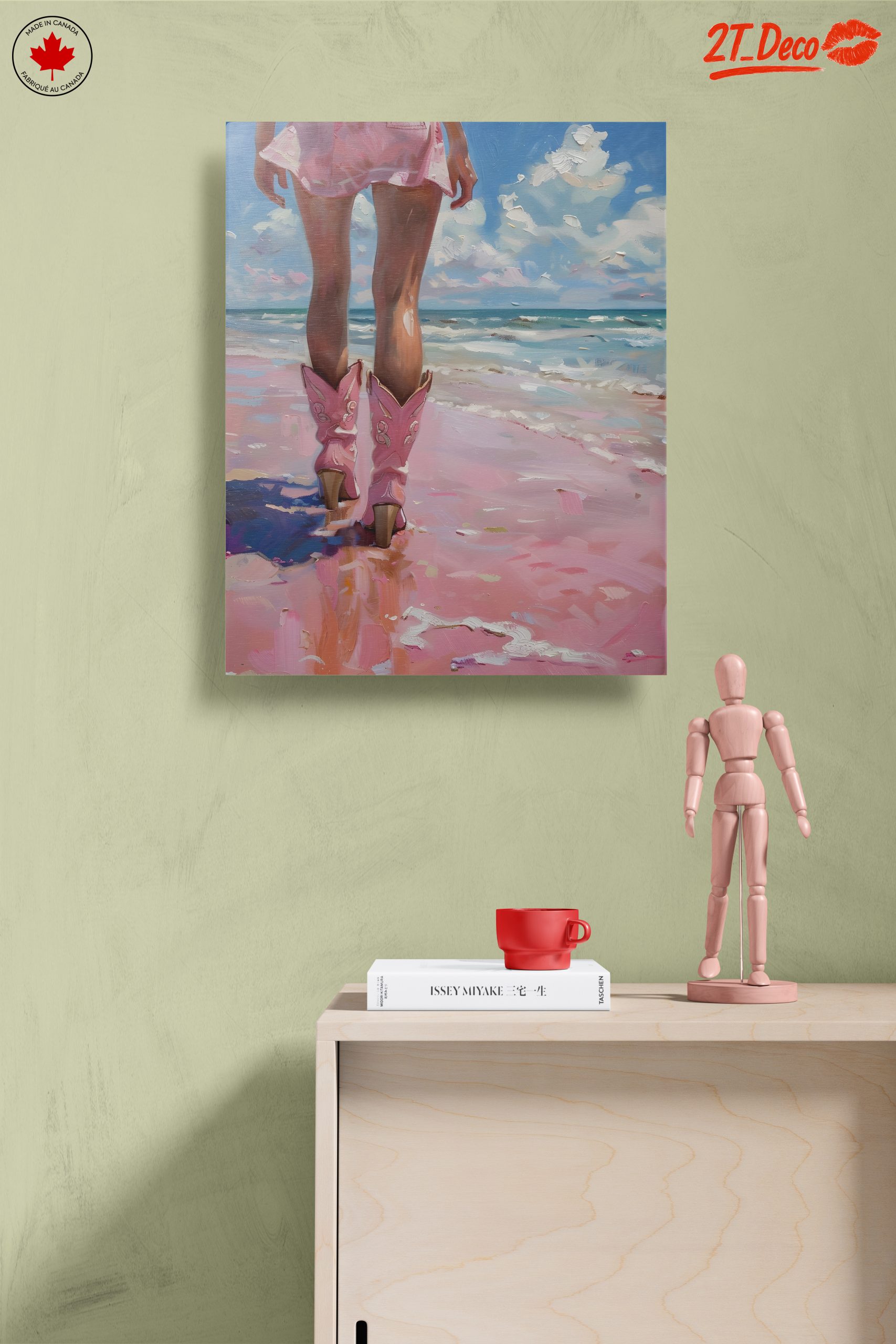 Modern Beach Scene Woman in Pink - Image 14
