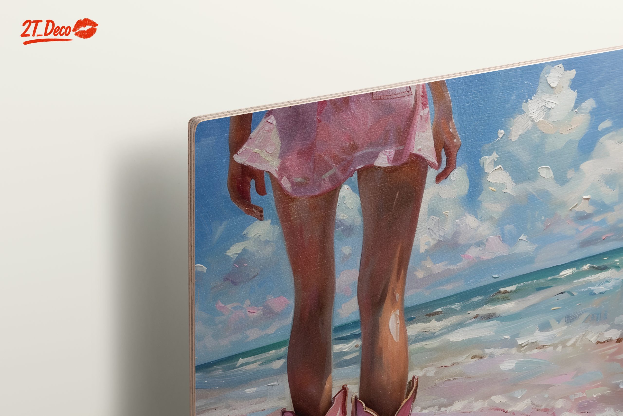 Modern Beach Scene Woman in Pink - Image 15