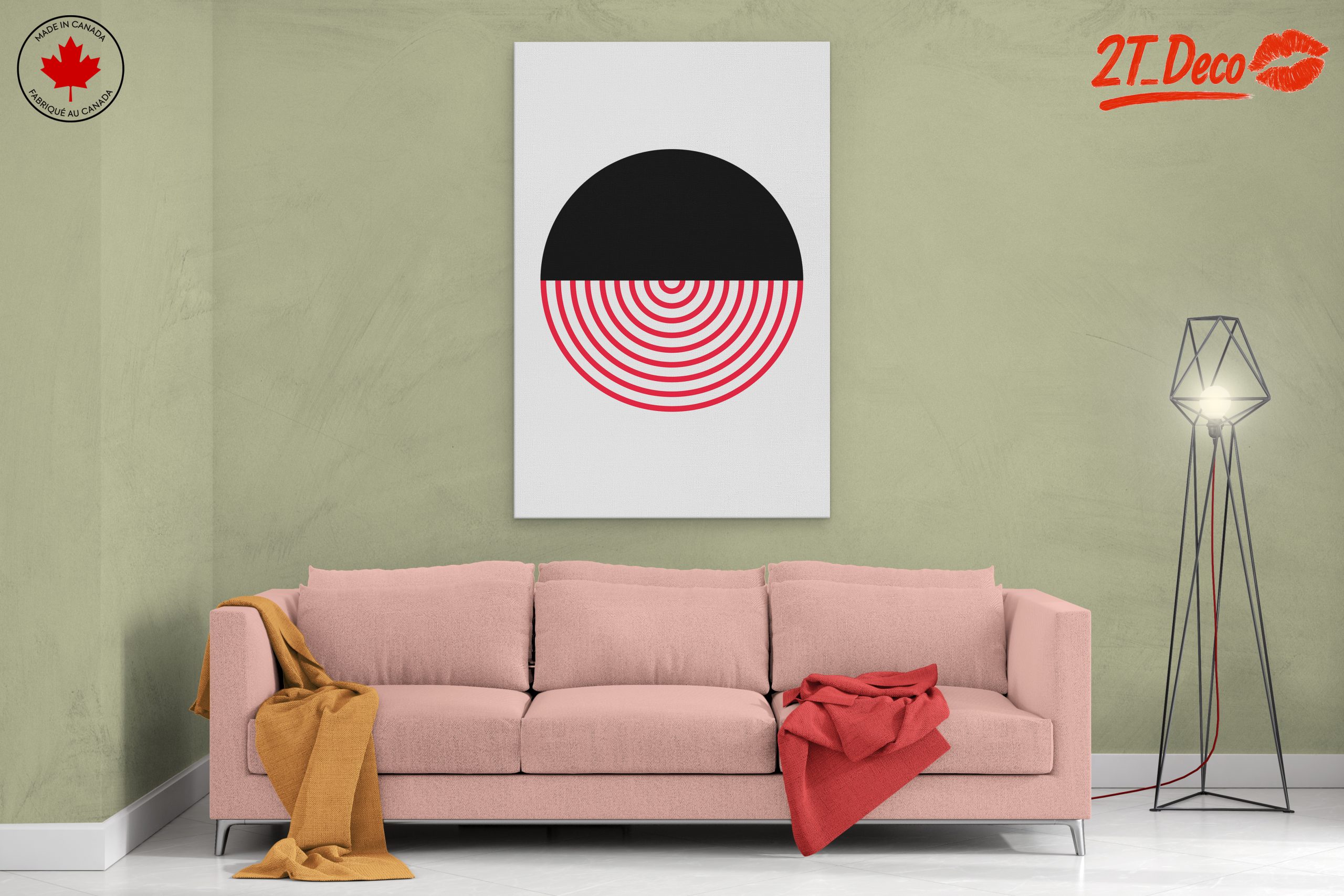 Geometric Black and Red Abstract Artwork - Image 2