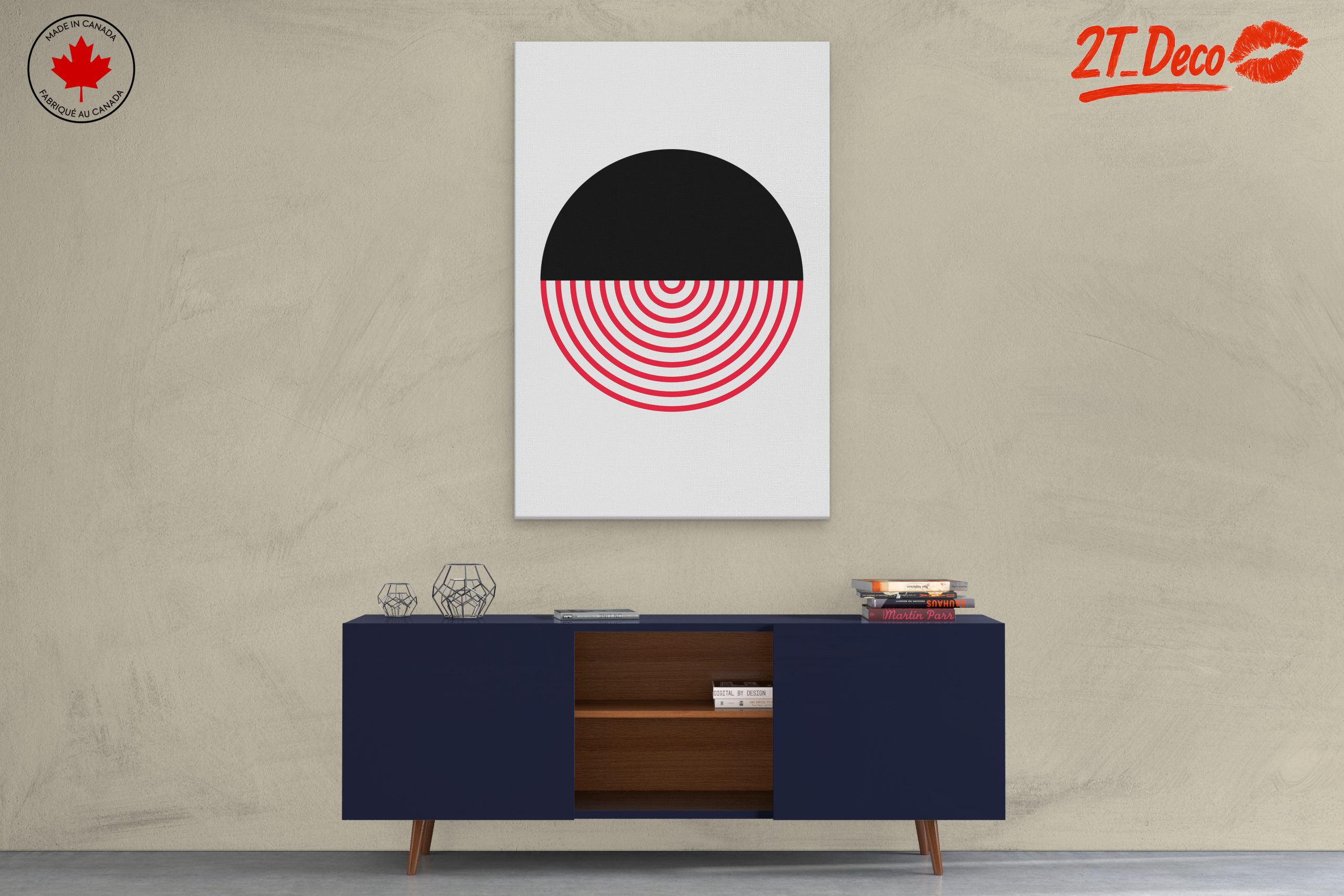 Geometric Black and Red Abstract Artwork - Image 3