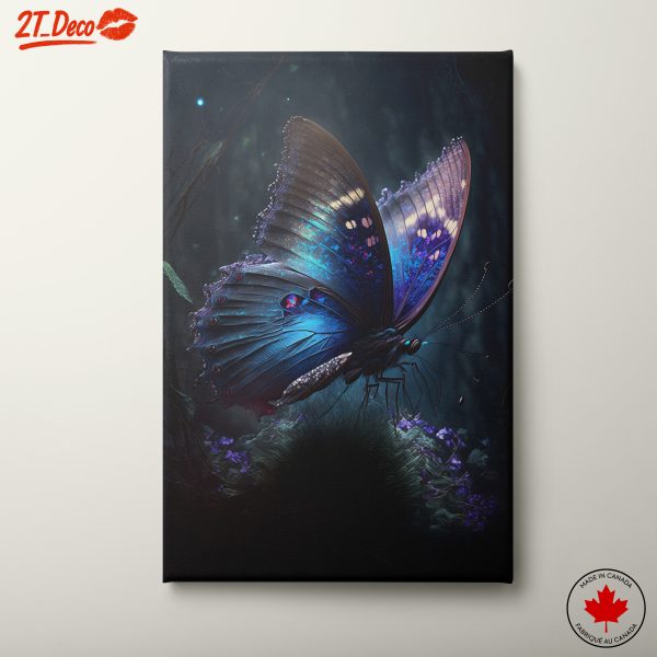 Realistic Blue Butterfly in Enchanted Forest