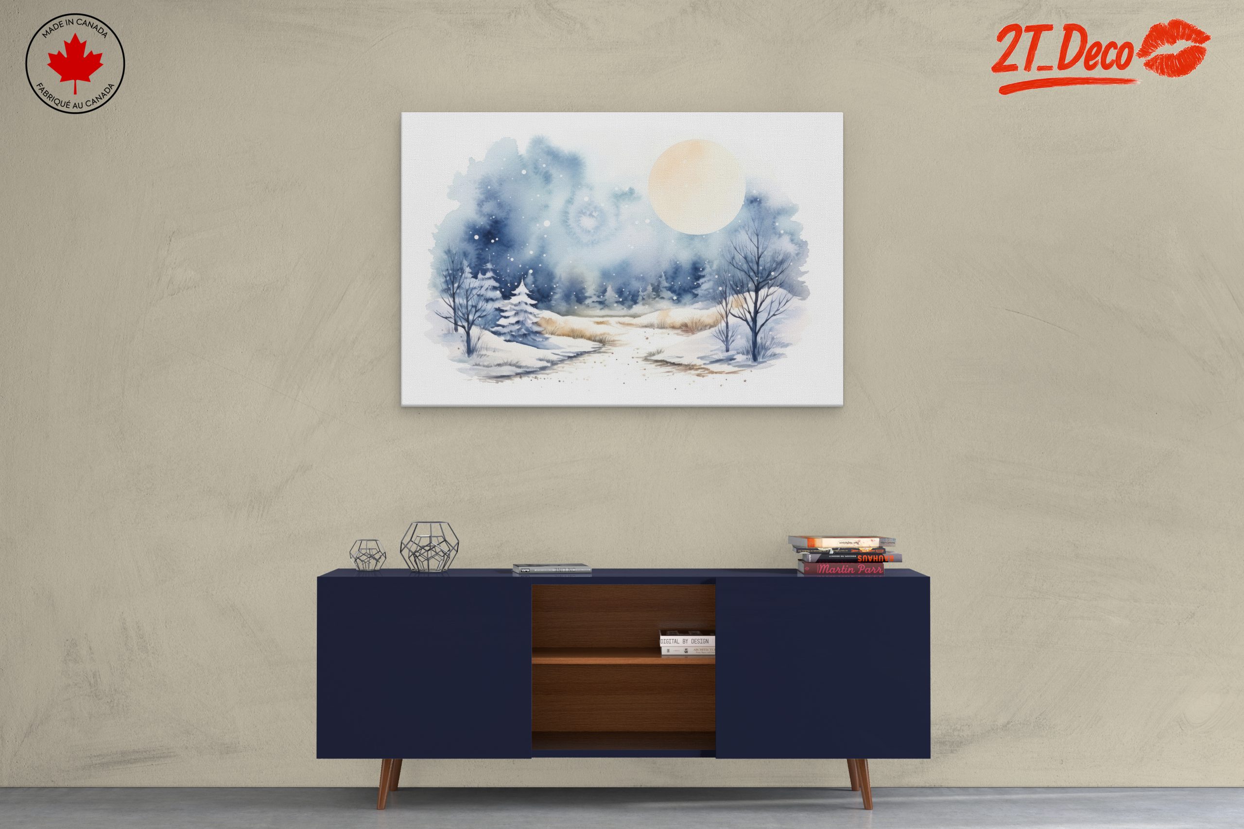 Serene Winter Landscape with Moonlight - Image 3