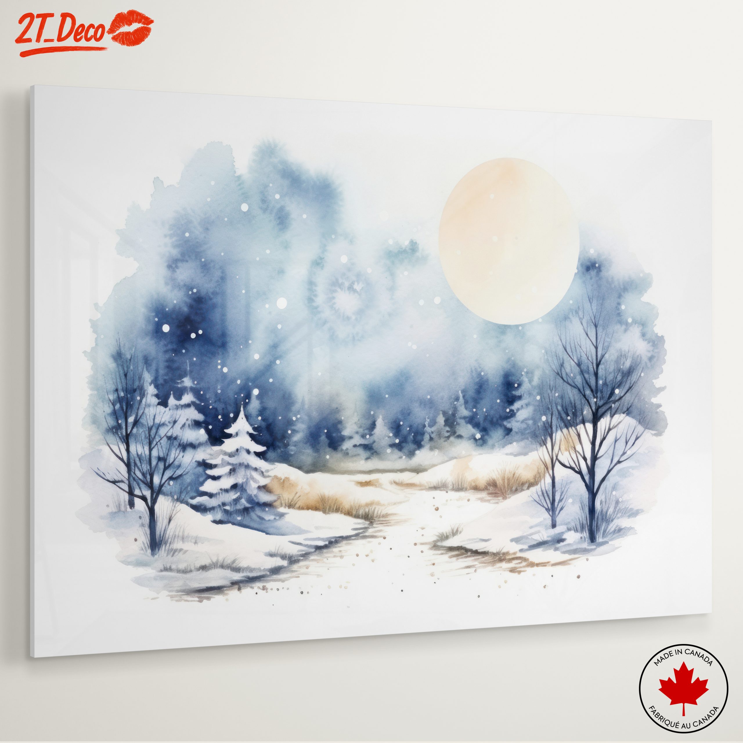 Serene Winter Landscape with Moonlight - Image 6