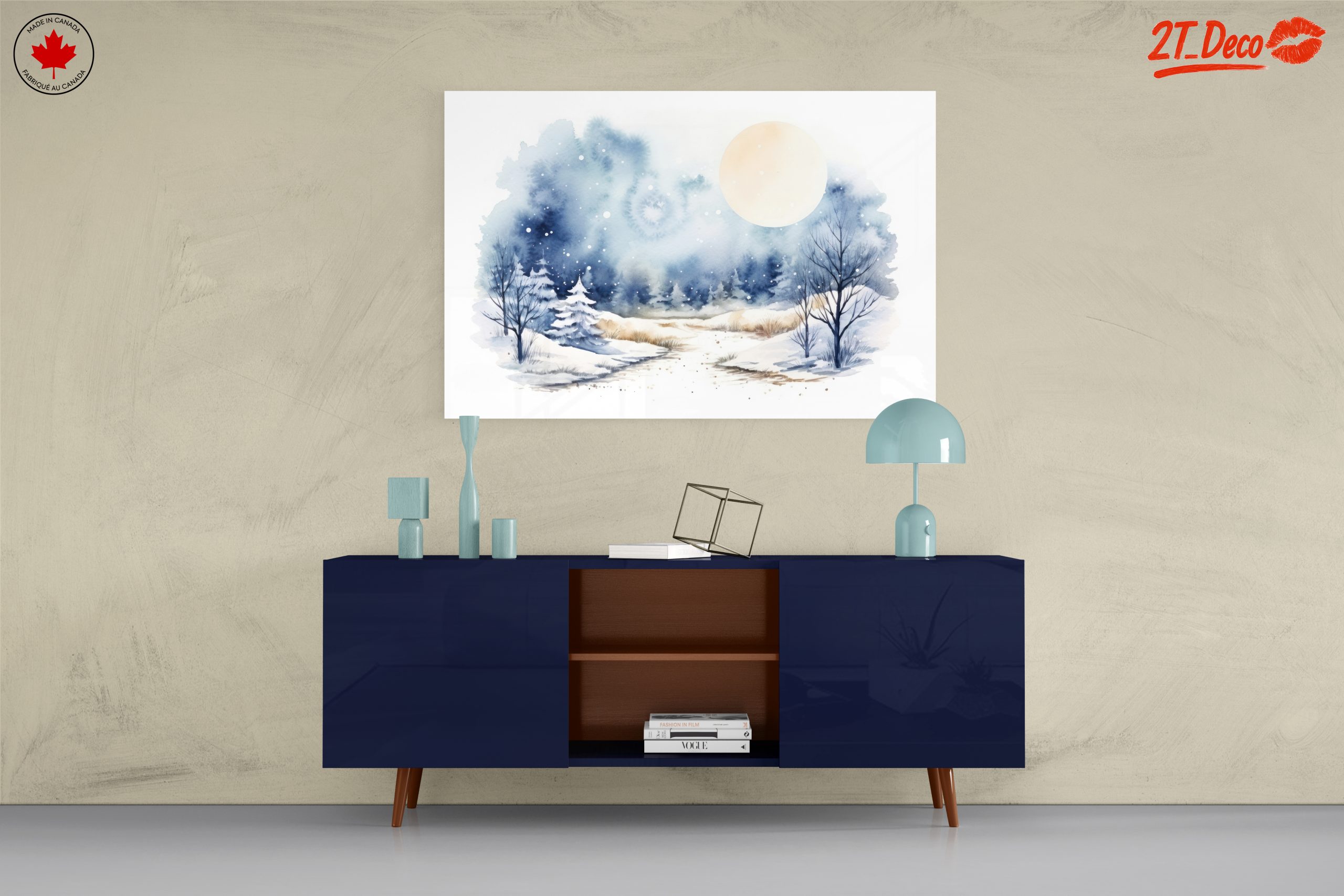 Serene Winter Landscape with Moonlight - Image 8