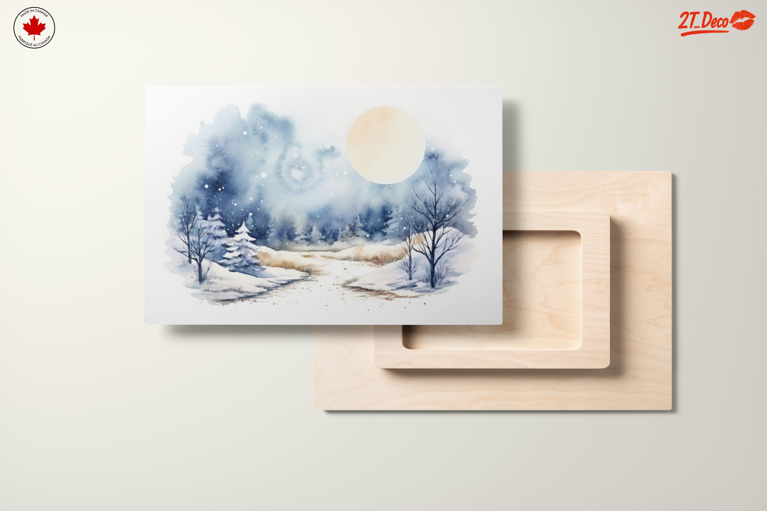 Serene Winter Landscape with Moonlight - Image 11
