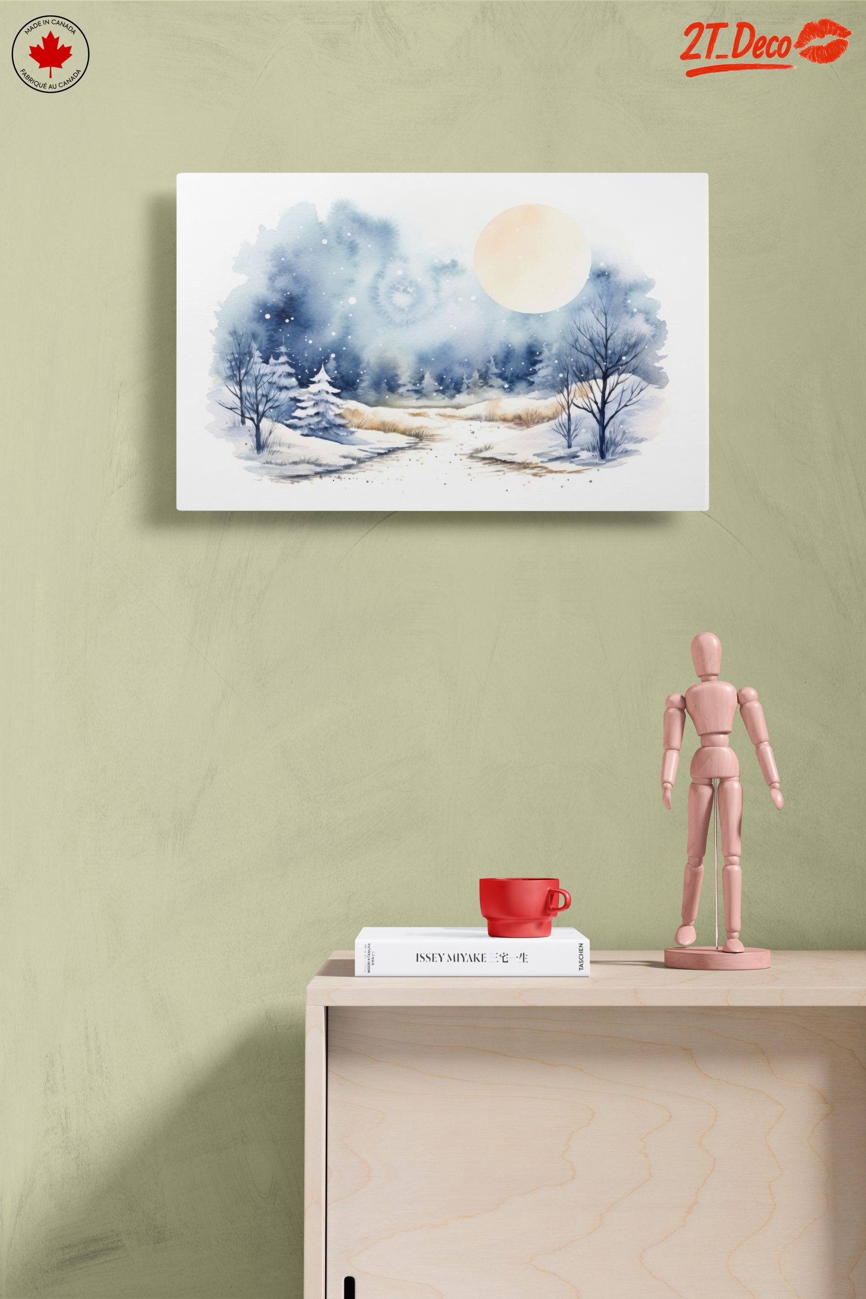 Serene Winter Landscape with Moonlight - Image 14