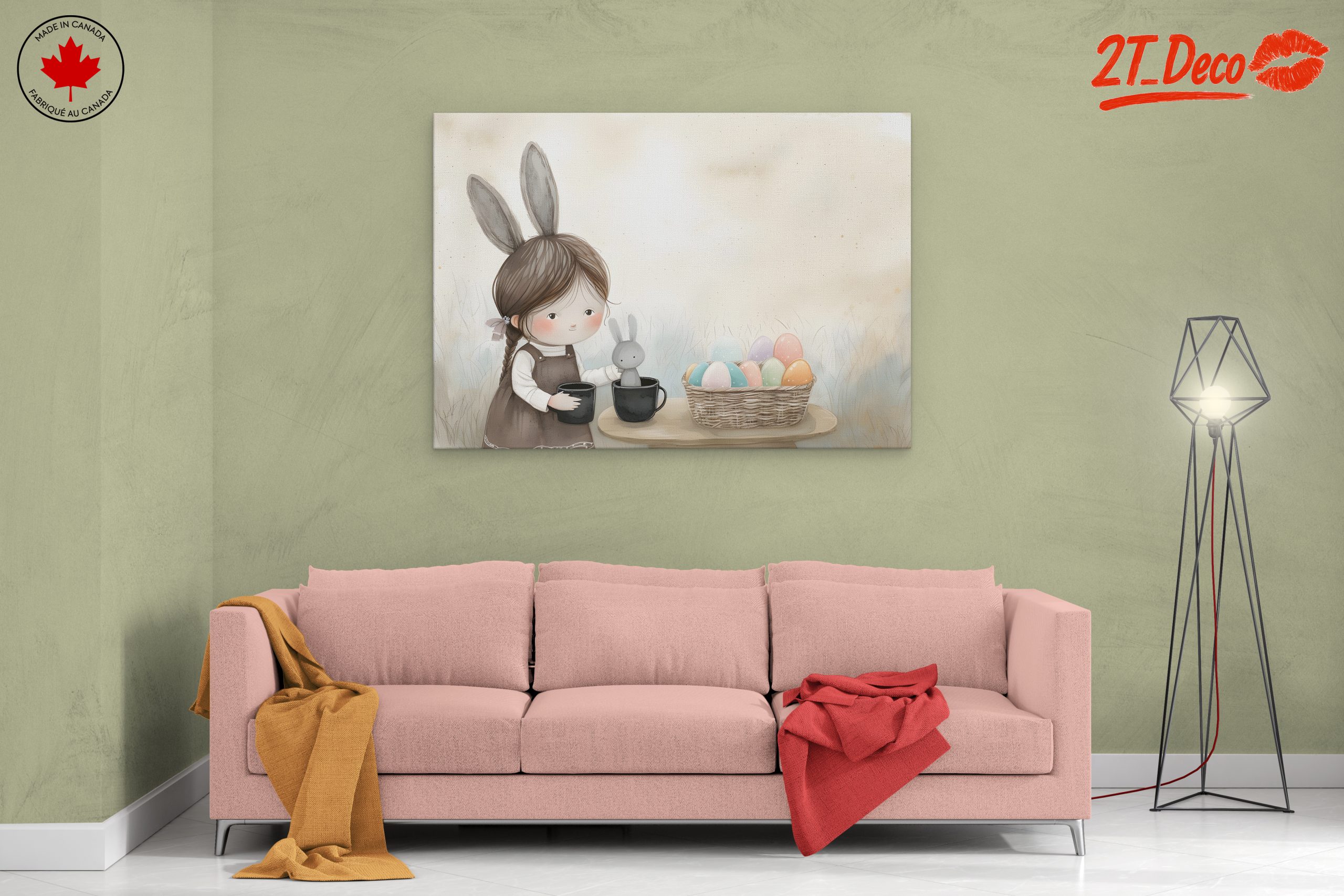 Whimsical Bunny Girl with Colorful Eggs - Image 2