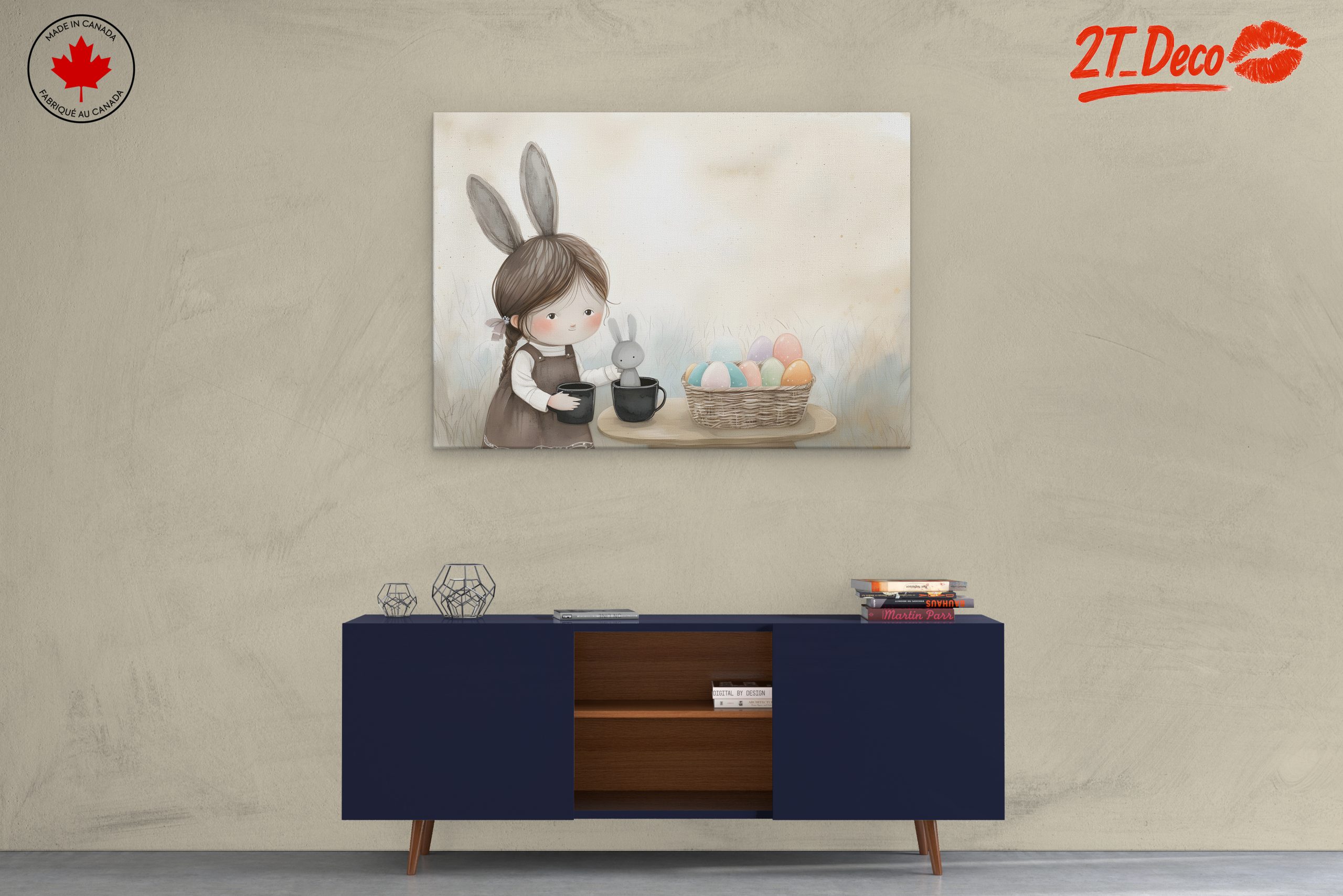Whimsical Bunny Girl with Colorful Eggs - Image 3