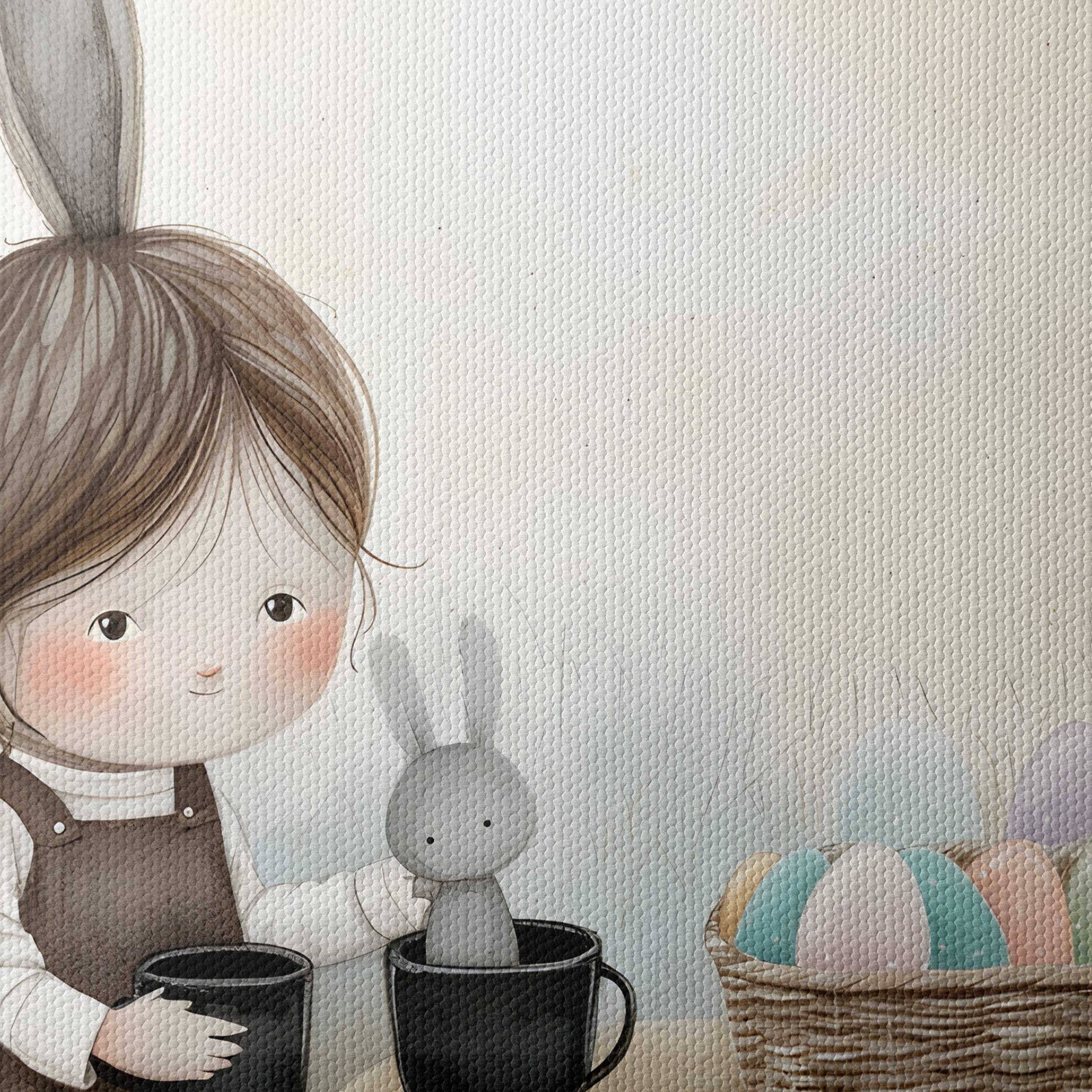 Whimsical Bunny Girl with Colorful Eggs - Image 4
