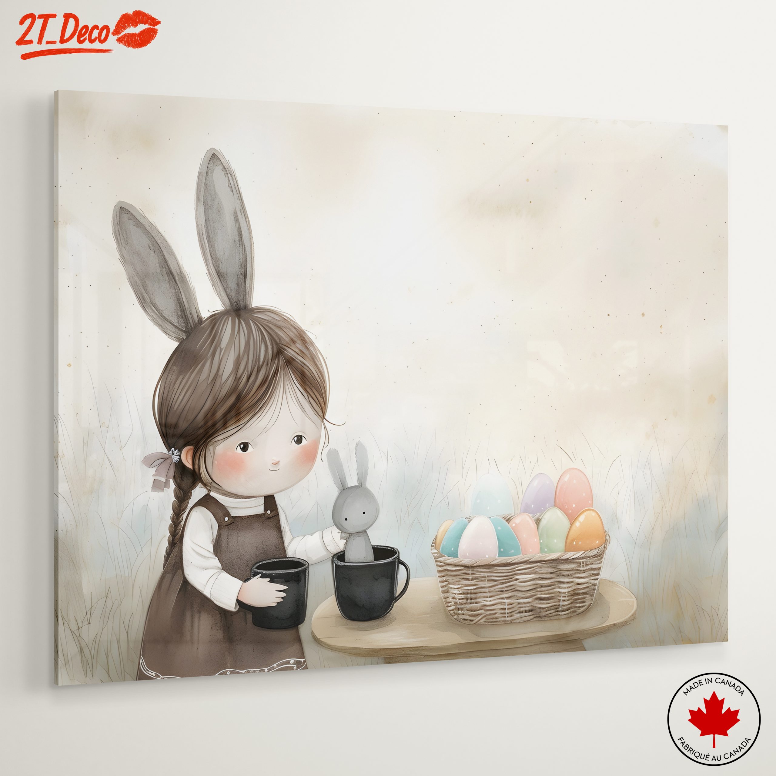 Whimsical Bunny Girl with Colorful Eggs - Image 6