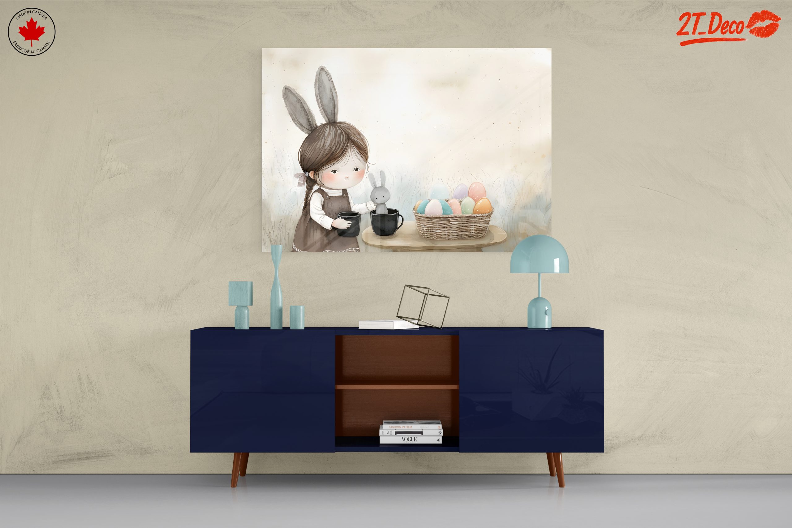 Whimsical Bunny Girl with Colorful Eggs - Image 8