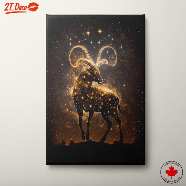 Golden Capricorn Zodiac Sign Art