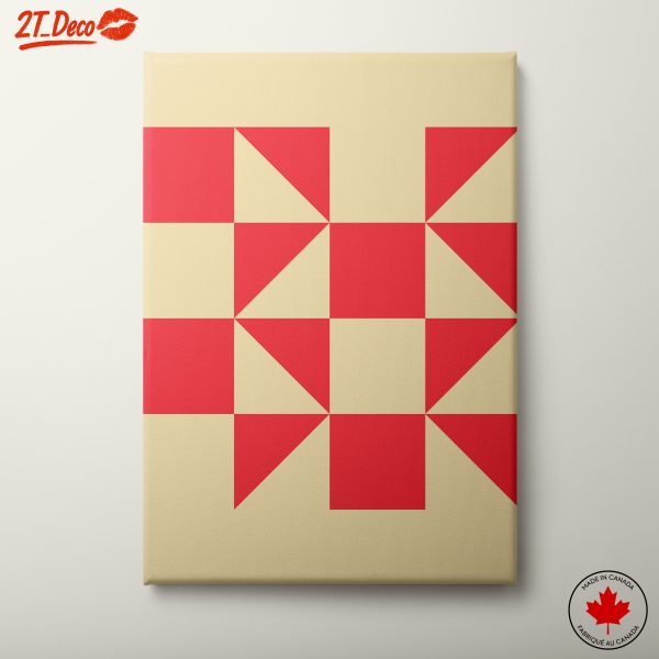 Geometric Abstract Artwork with Red Shapes