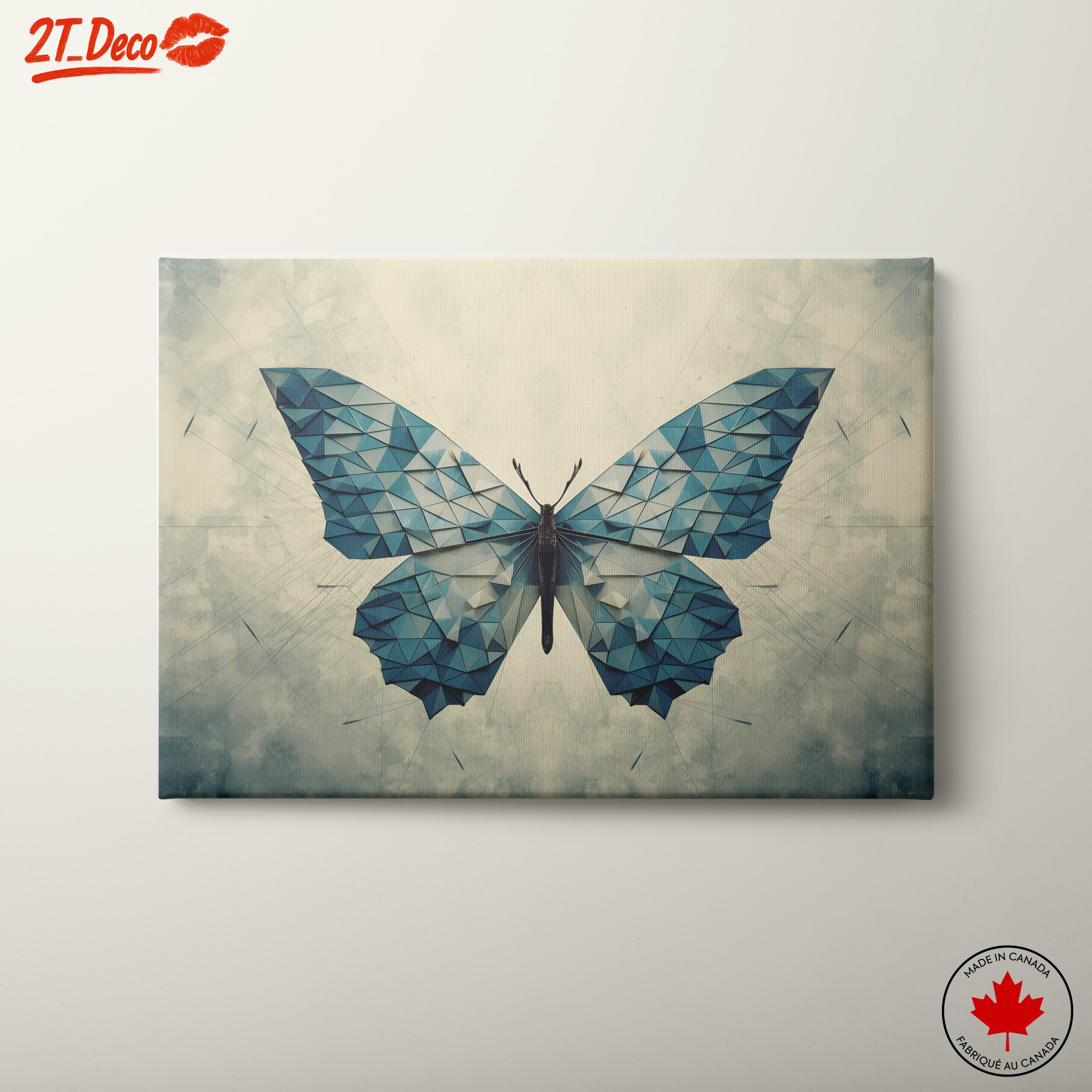 Geometric Blue Butterfly Wall Art