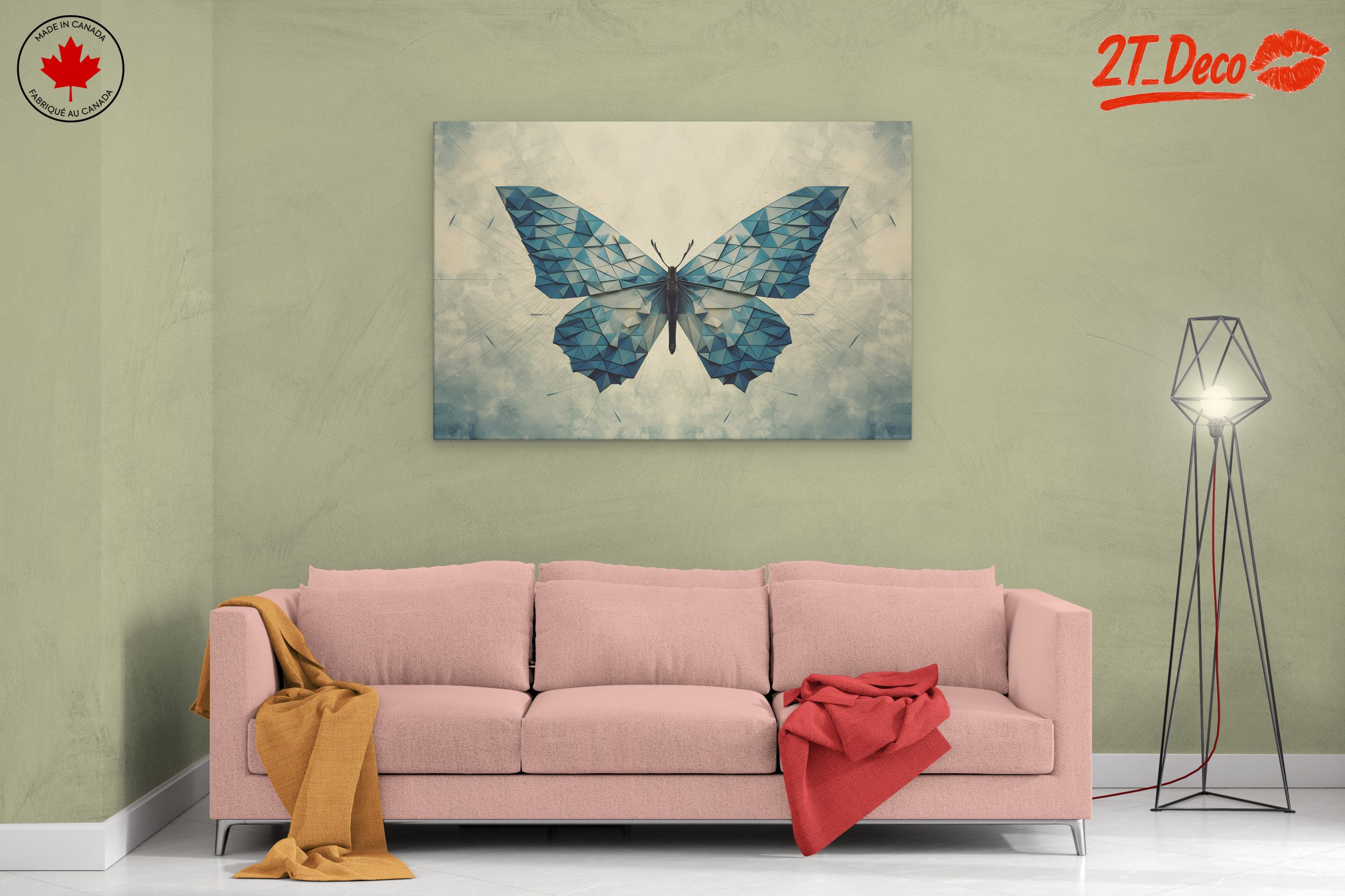 Geometric Blue Butterfly Wall Art - Image 2