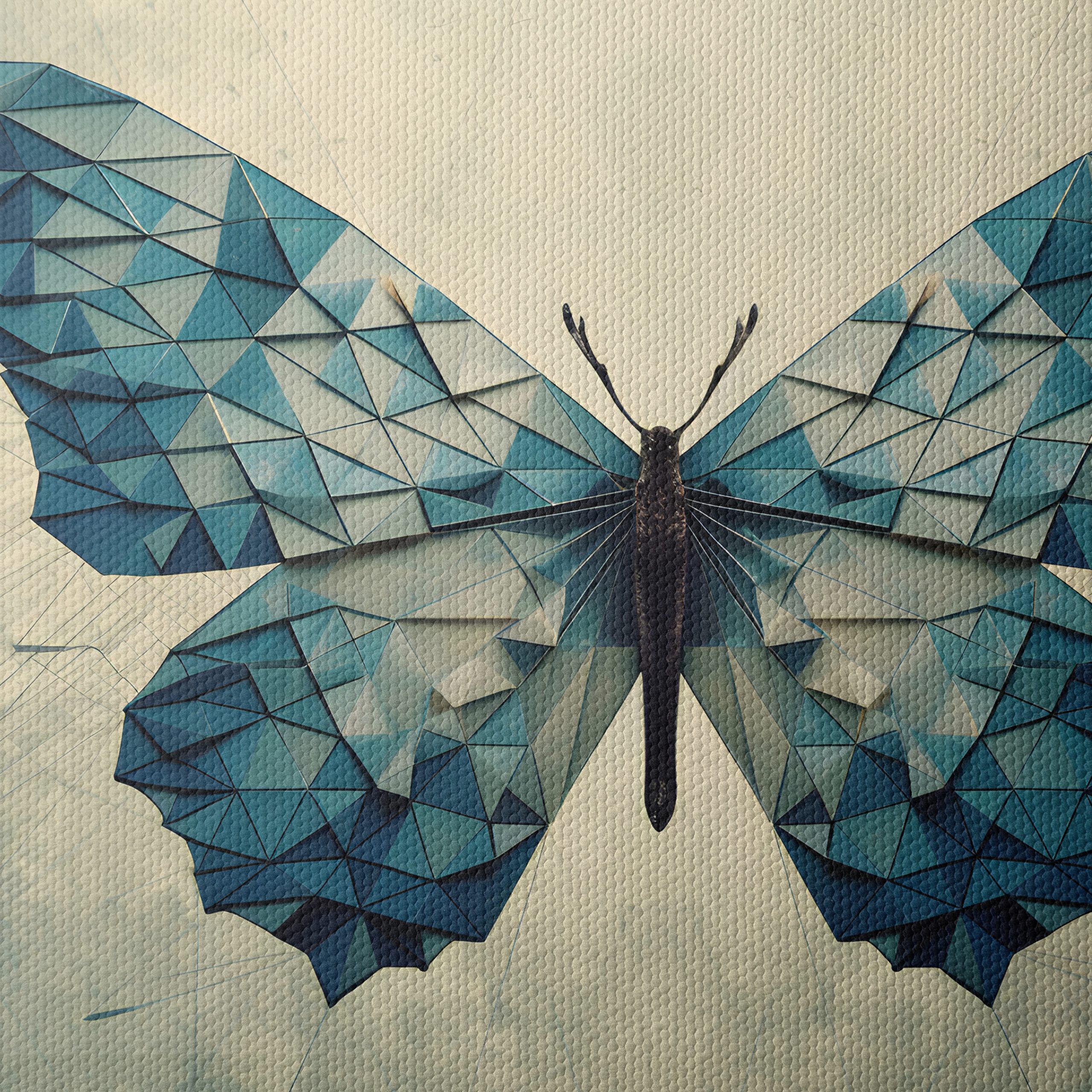 Geometric Blue Butterfly Wall Art - Image 4