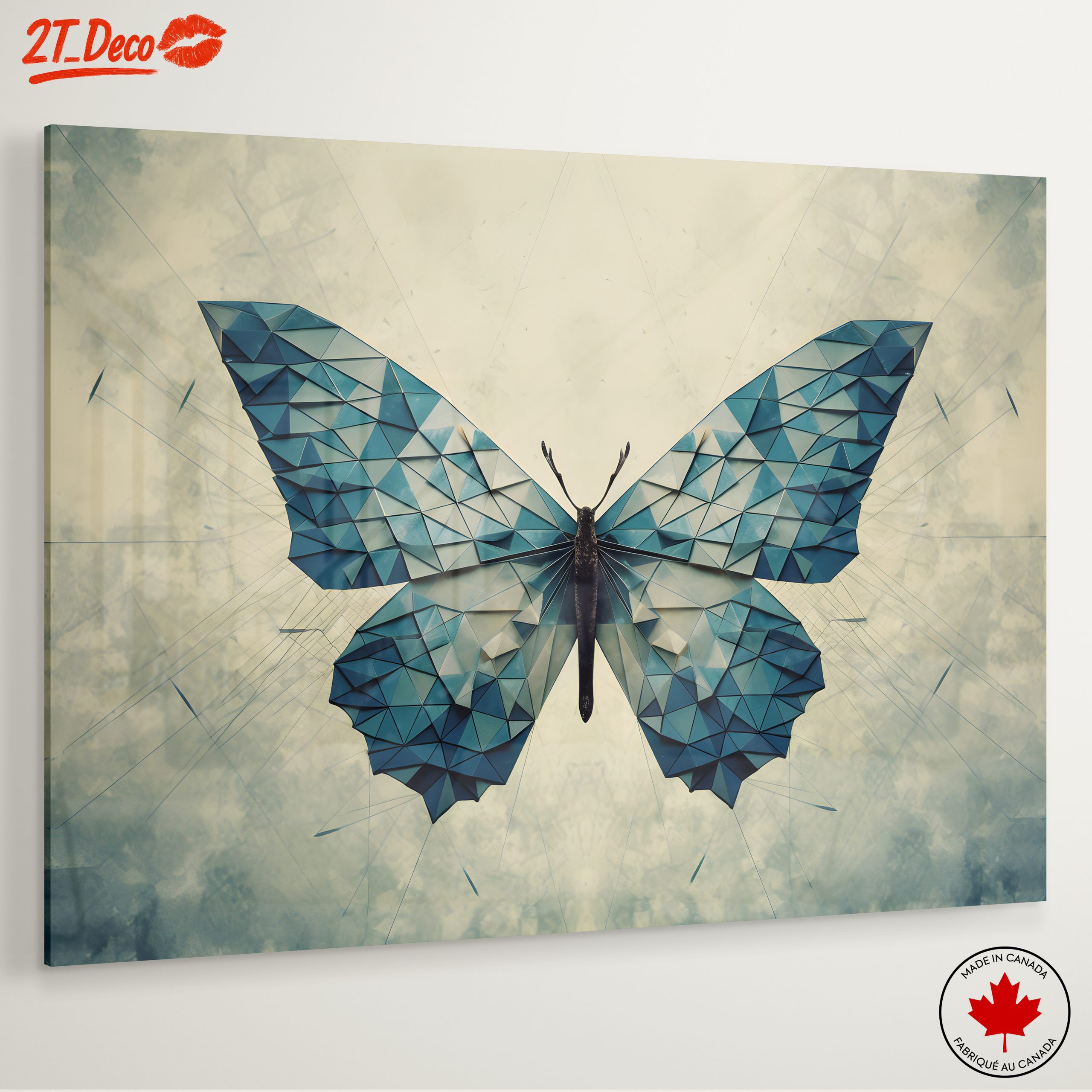 Geometric Blue Butterfly Wall Art - Image 6