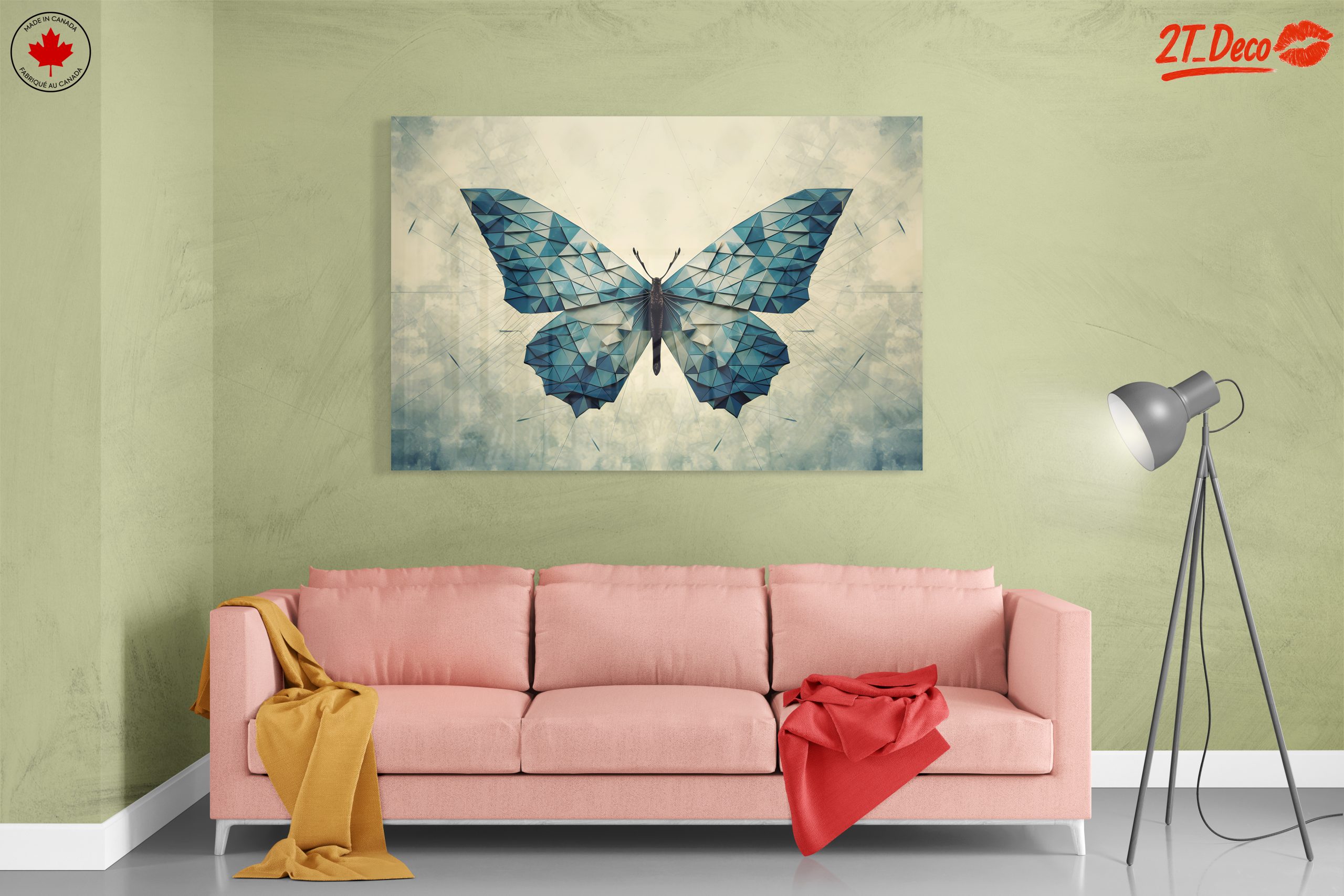 Geometric Blue Butterfly Wall Art - Image 7
