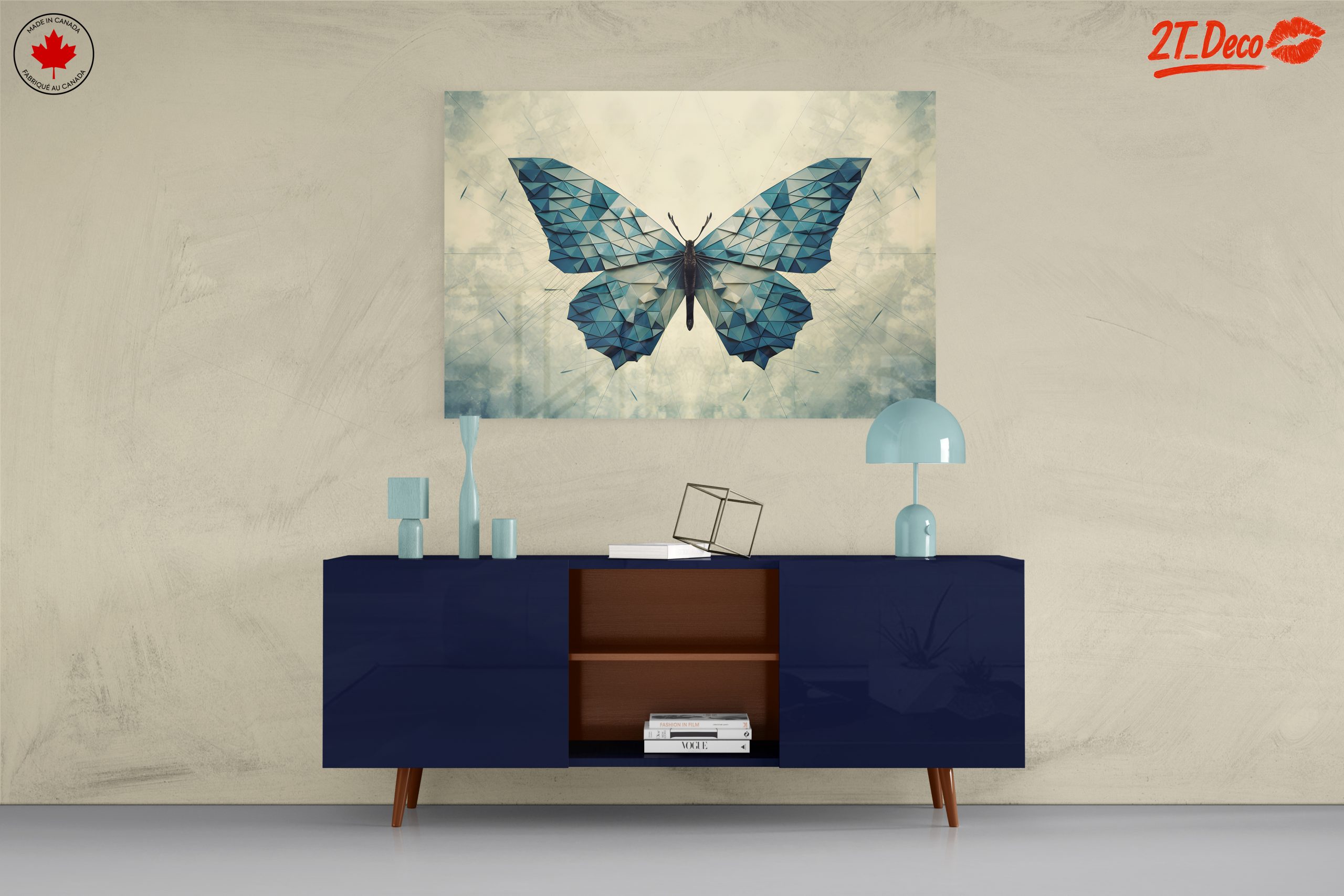 Geometric Blue Butterfly Wall Art - Image 8