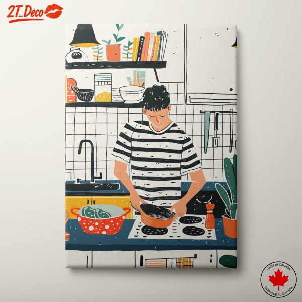 Man Cooking in a Cozy Kitchen