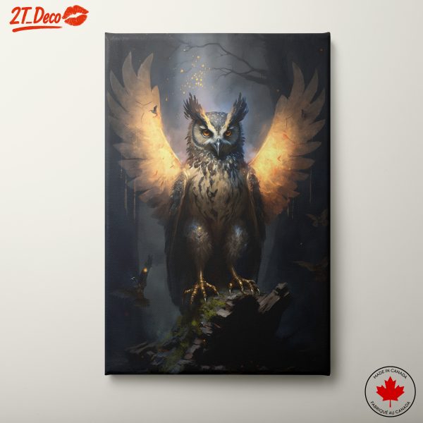 Mythical Owl with Fiery Wings