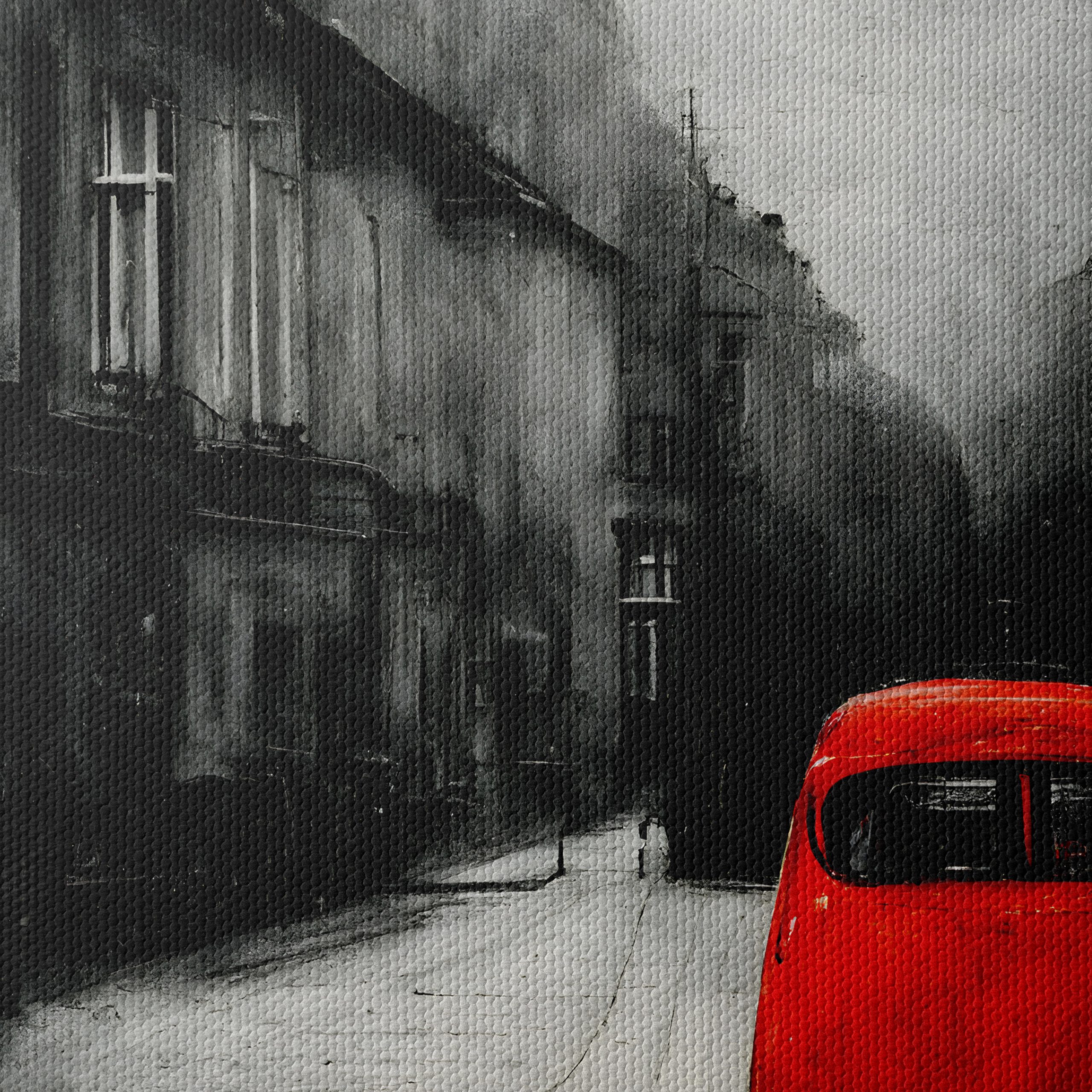 Red Car in Urban Landscape Art - Image 4