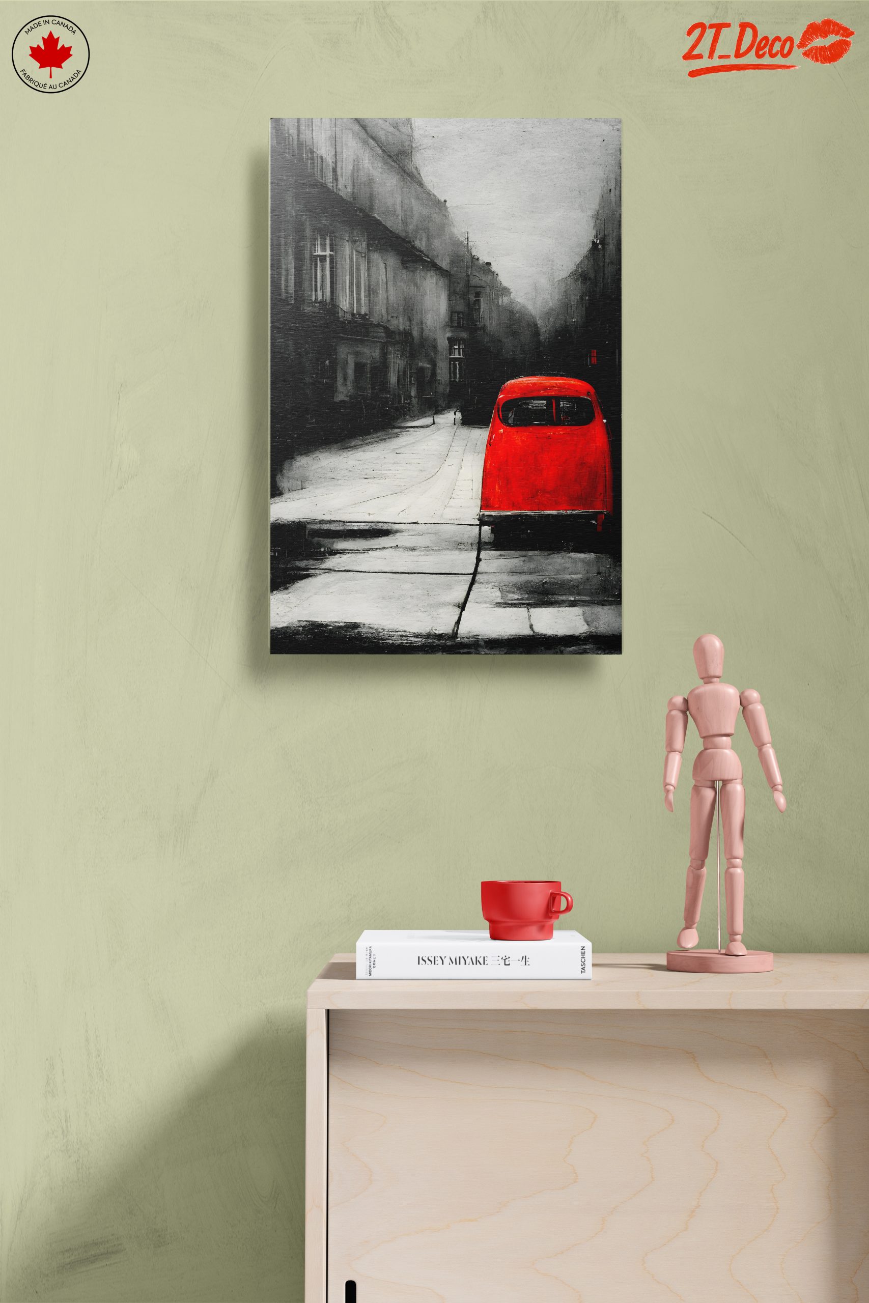 Red Car in Urban Landscape Art - Image 14