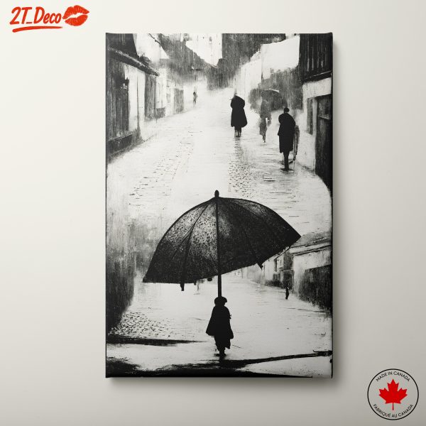 Silhouette of People in Rainy Urban Street