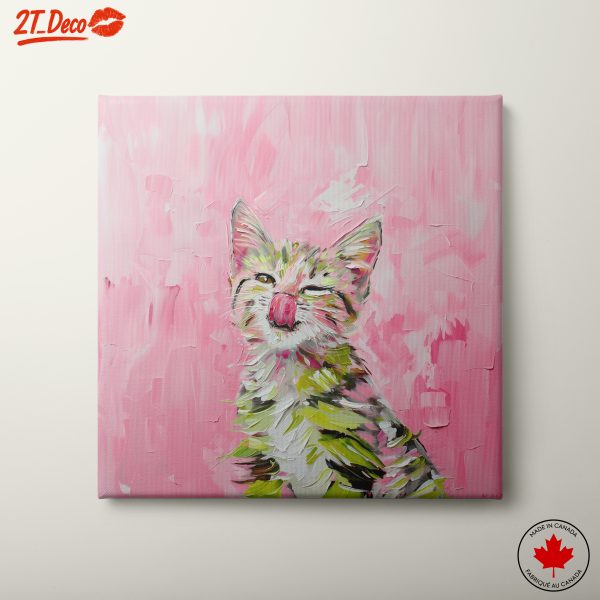 Playful Cat on Pink Background