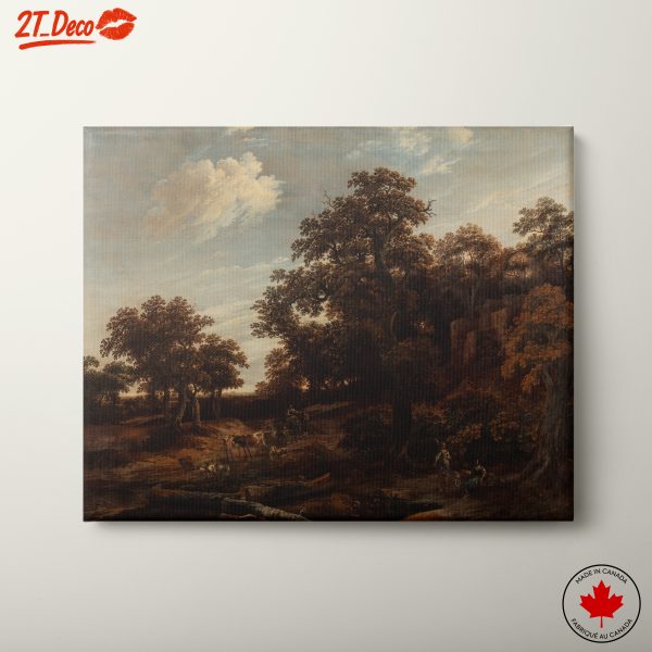 Serene Nature Landscape with Trees and Livestock