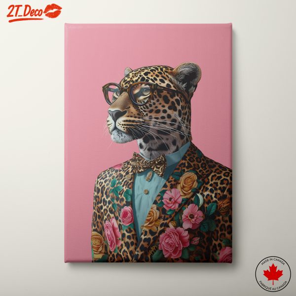 Stylized Leopard in Floral Suit