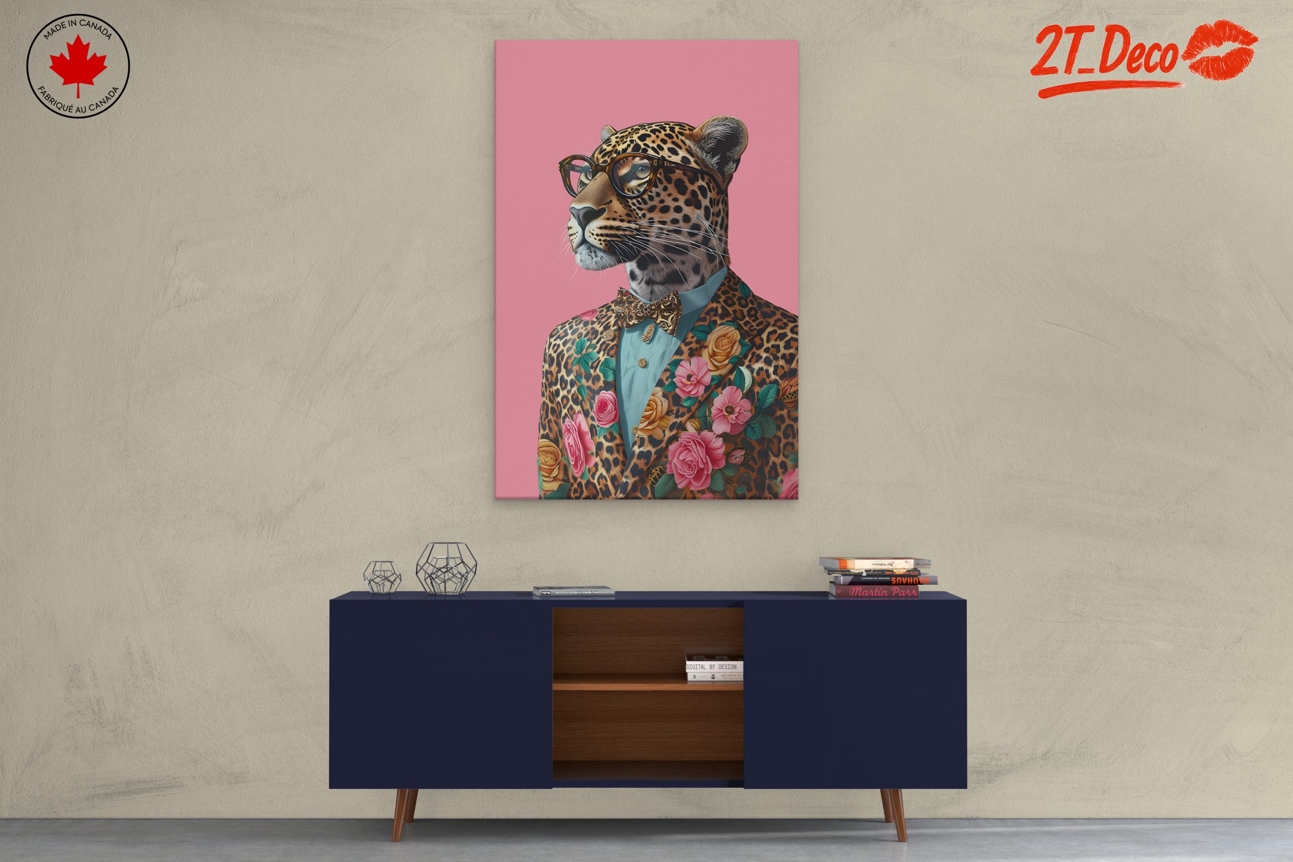 Stylized Leopard in Floral Suit - Image 3