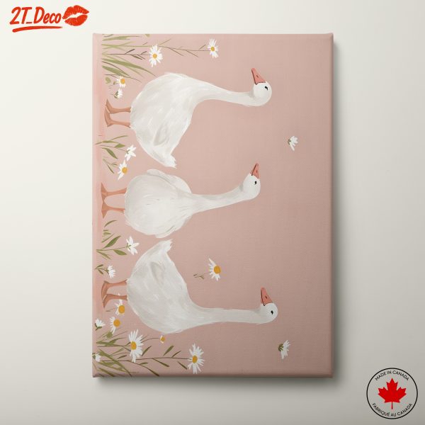 Charming Geese Among Flowers Art