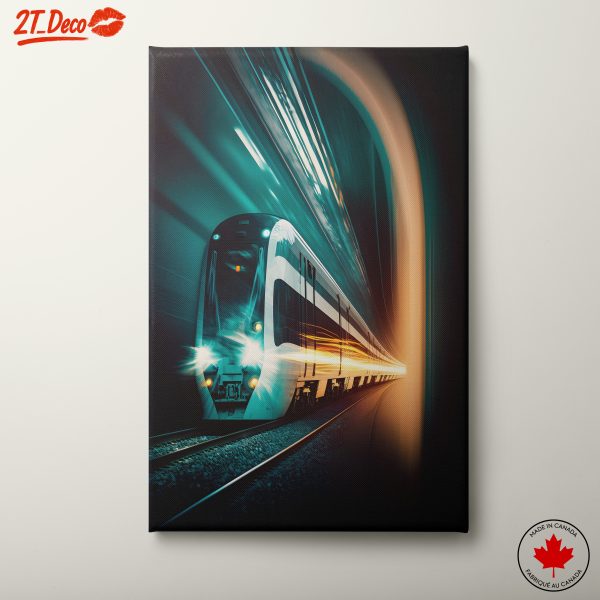 High-Speed Train in Motion Through Tunnel