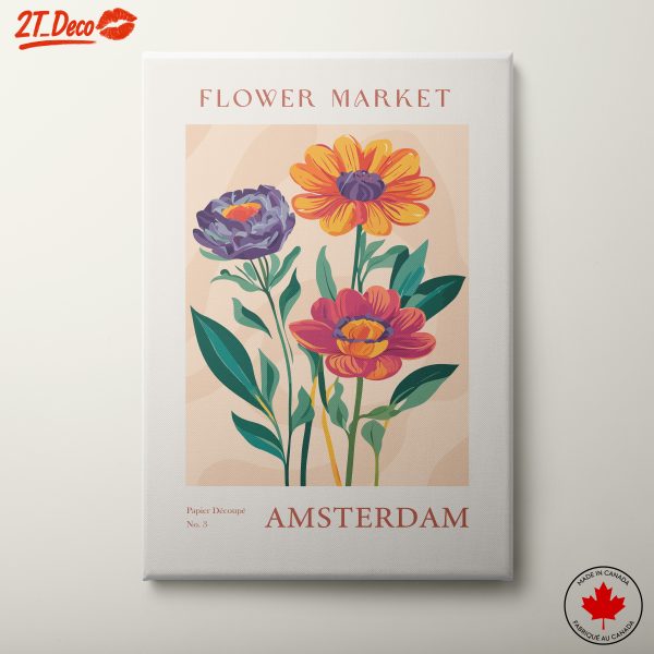 Flower Market Artwork Featuring Colorful Blooms