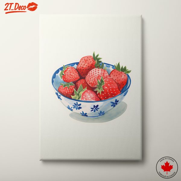 Vibrant Abstract Strawberries in Bowl Art