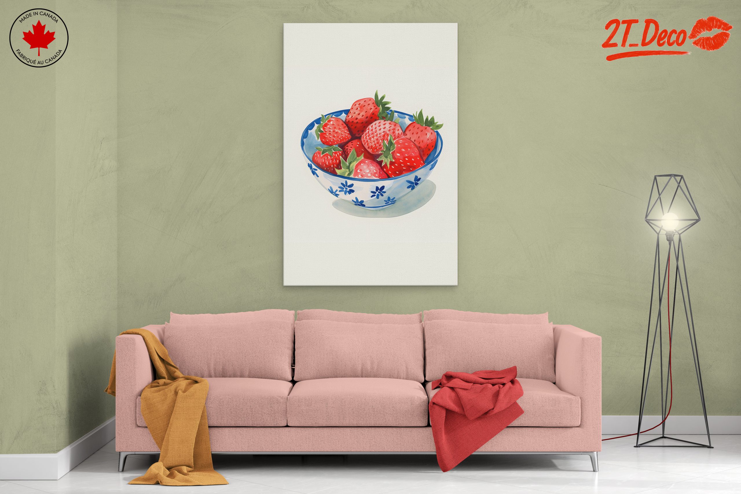Vibrant Abstract Strawberries in Bowl Art - Image 2