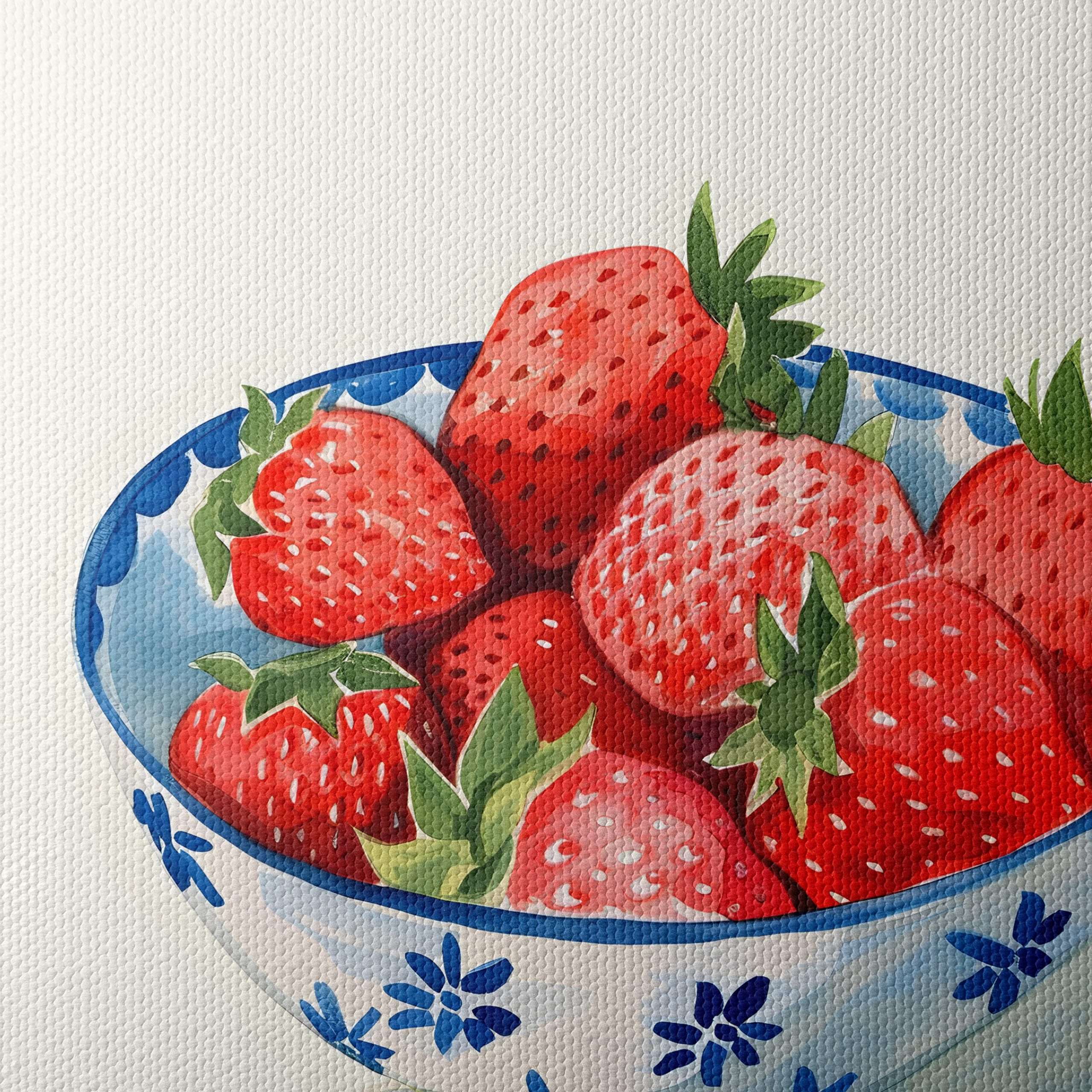 Vibrant Abstract Strawberries in Bowl Art - Image 4