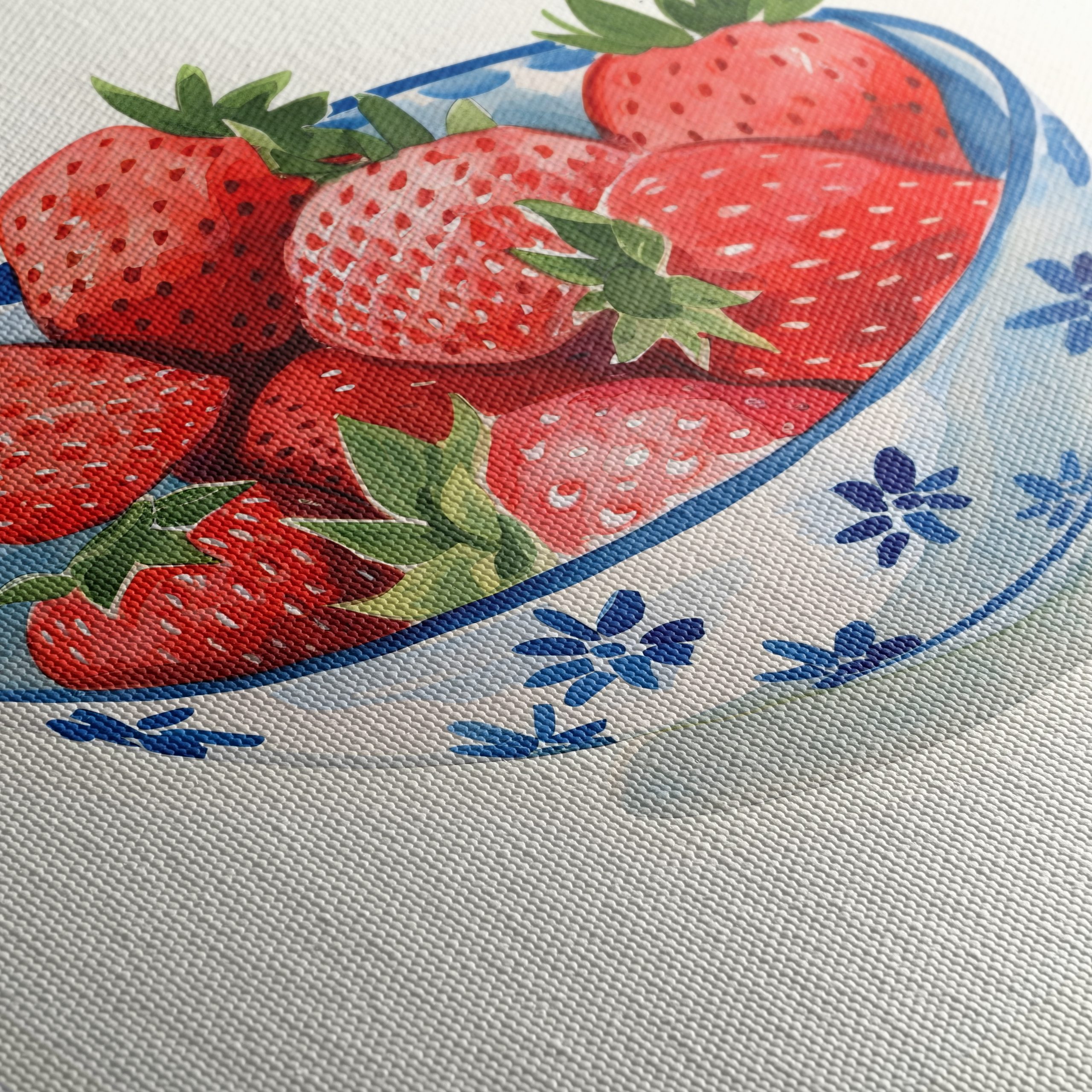 Vibrant Abstract Strawberries in Bowl Art - Image 5