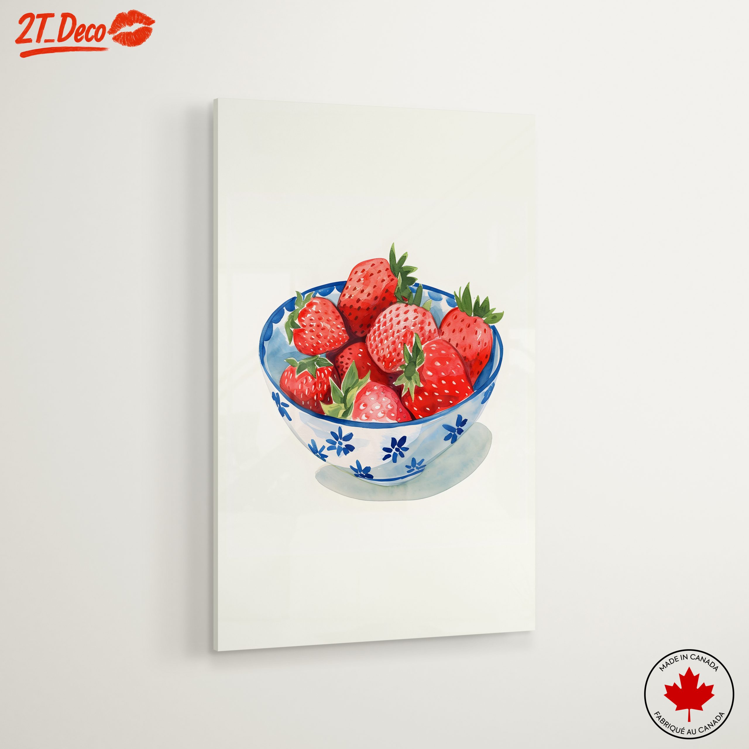Vibrant Abstract Strawberries in Bowl Art - Image 6